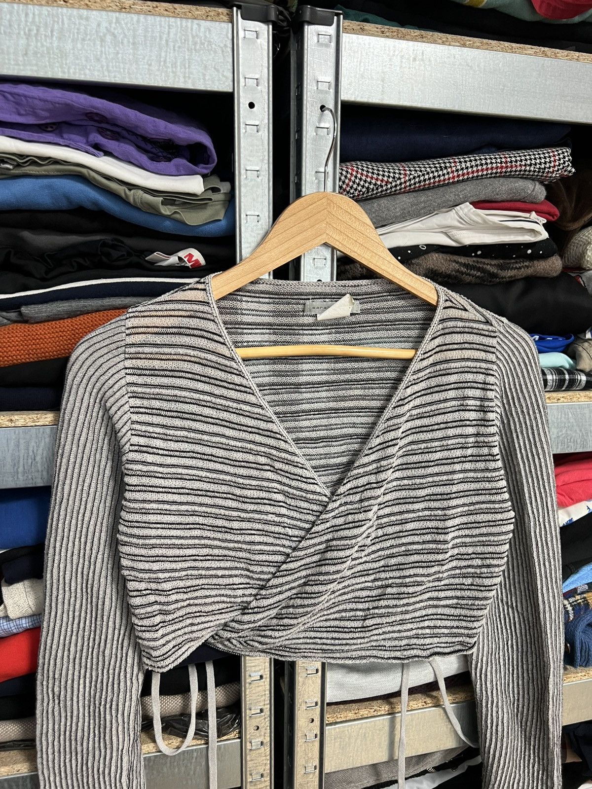 Sarah Pacini Sarah Pacini Boho Wrap Cardigan Light Knit Top Italy Striped Size ONE SIZE - 2 Thumbnail
