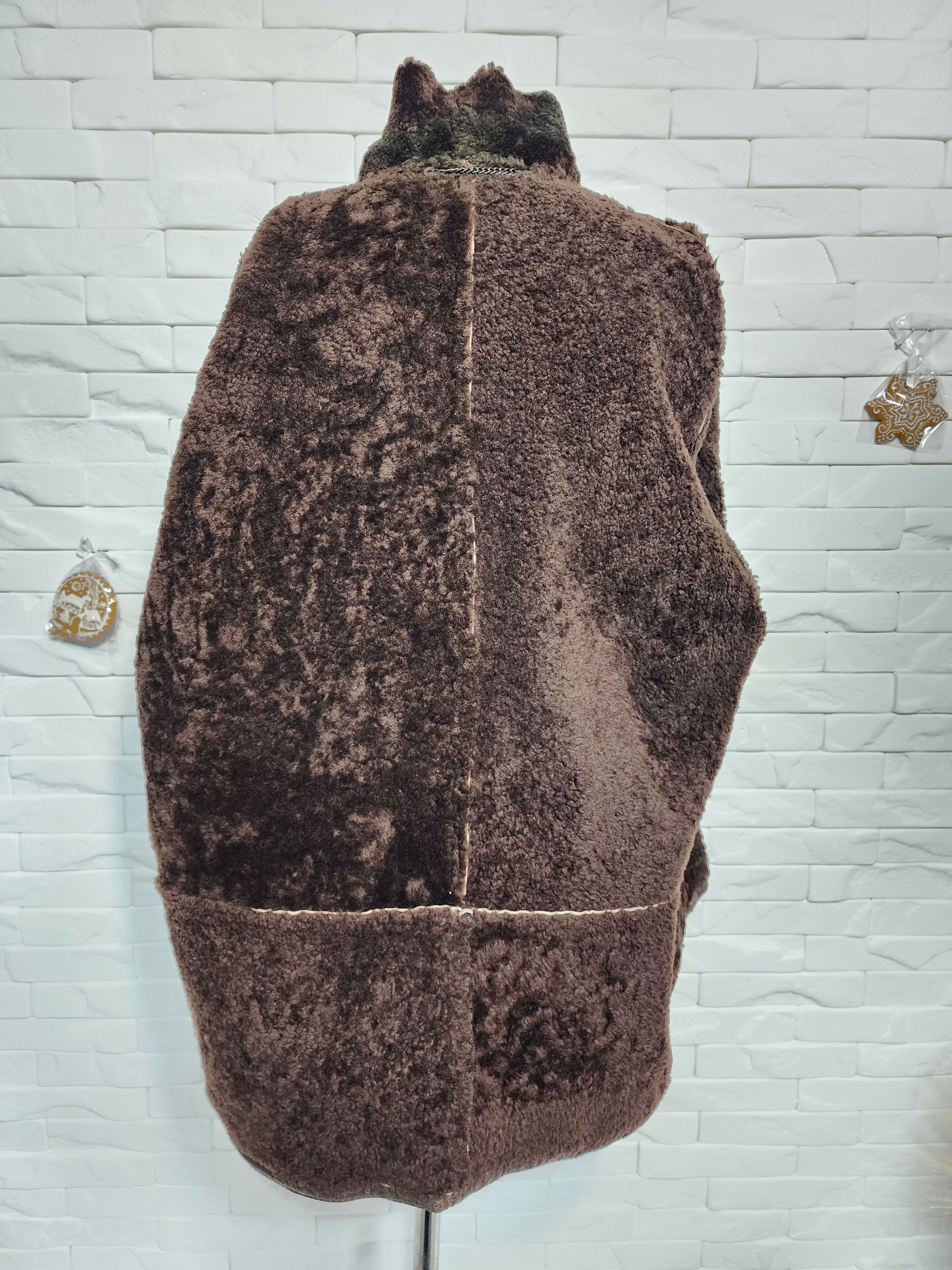 Furla Brown Sheepskin Coat: Women's Warm Fur Coat. Leather Jacket Size XXL / US 16-18 / IT 52-54 - 7 Thumbnail