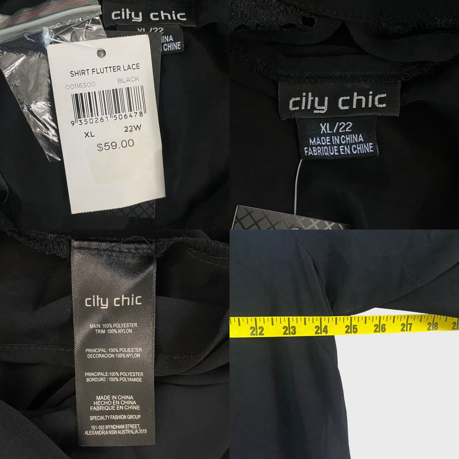 Vintage VINTAGE City Chic Flutter Floral Lace Shirt Black Women's XL Sheer Button-Up Blouse New Size XL / US 12-14 / IT 48-50 - 8 Thumbnail