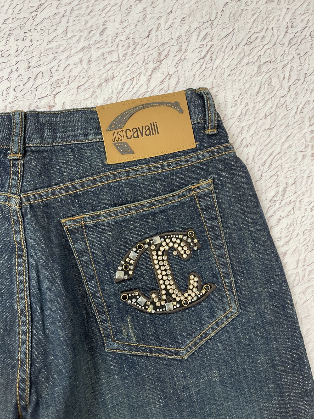 Just Cavalli Roberto Just Cavalli Crystals rhinestones logo denim jeans Size US 32 / EU 48 - 13 Thumbnail