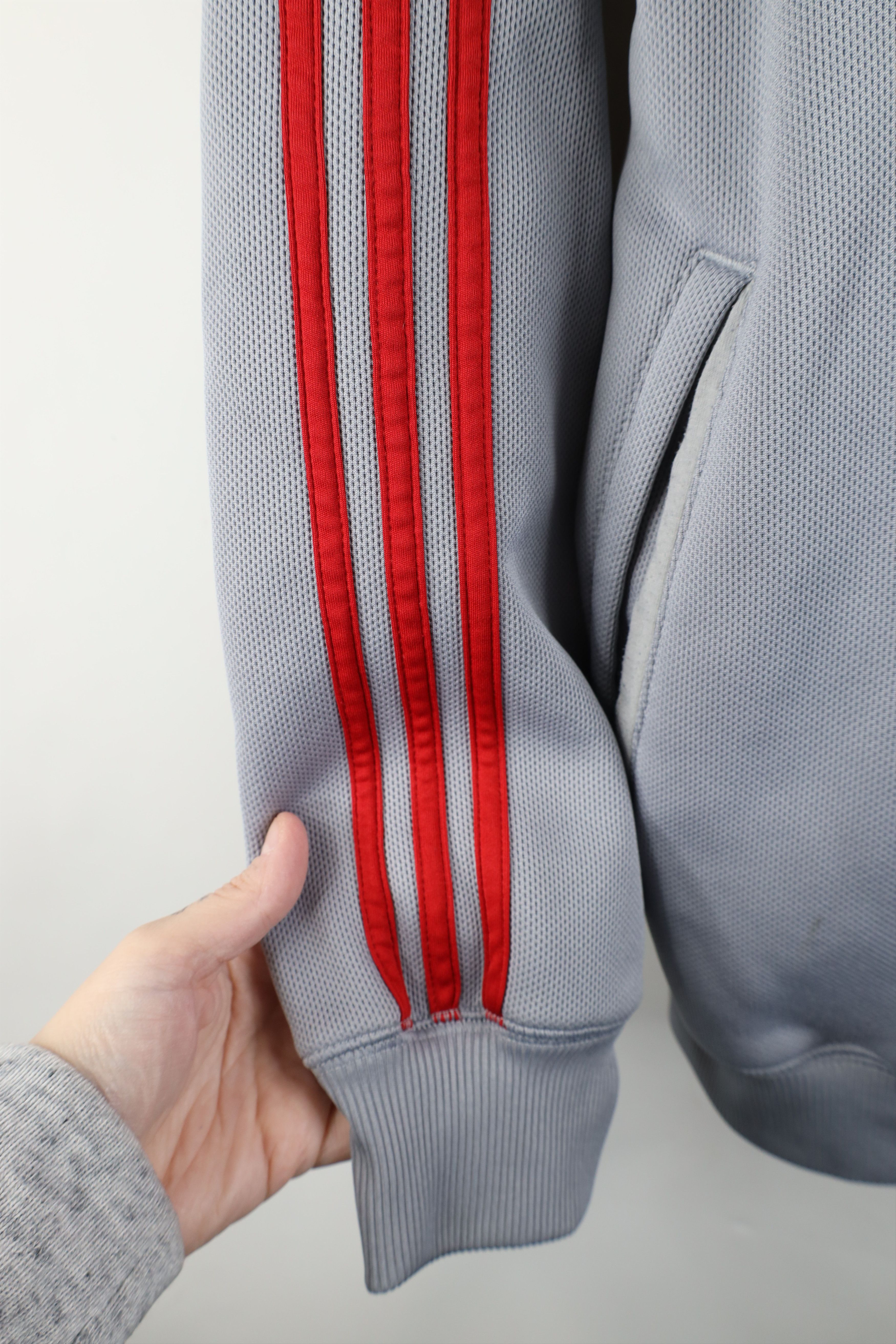 Adidas × Vintage Vintage Y2K Adidas Striped Thermal Knit Hoodie Sweatshirt Size US L / EU 52-54 / 3 - 5 Thumbnail