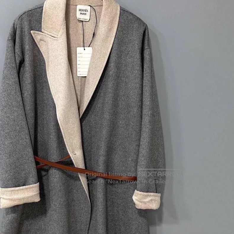 Hermes Hermes Grey Lapel Long Cashmere Overcoat Size XS / US 0-2 / IT 36-38 - 2 Thumbnail