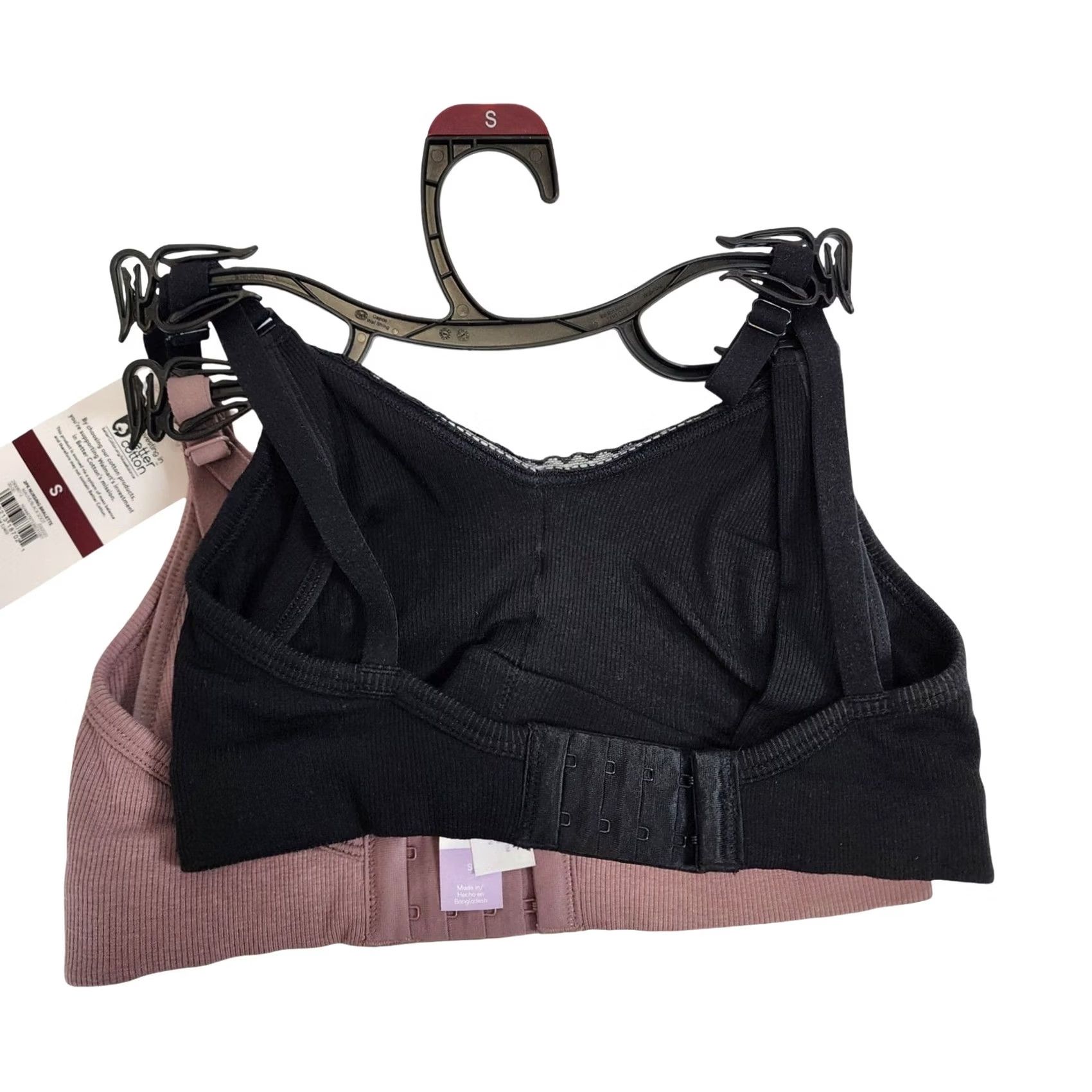Vintage Joyspun Nursing Bralette 2PK Wirefree Mauve Black Soot S Women’s Bra Set Lace Ruching Lightweight Size ONE SIZE - 4 Thumbnail