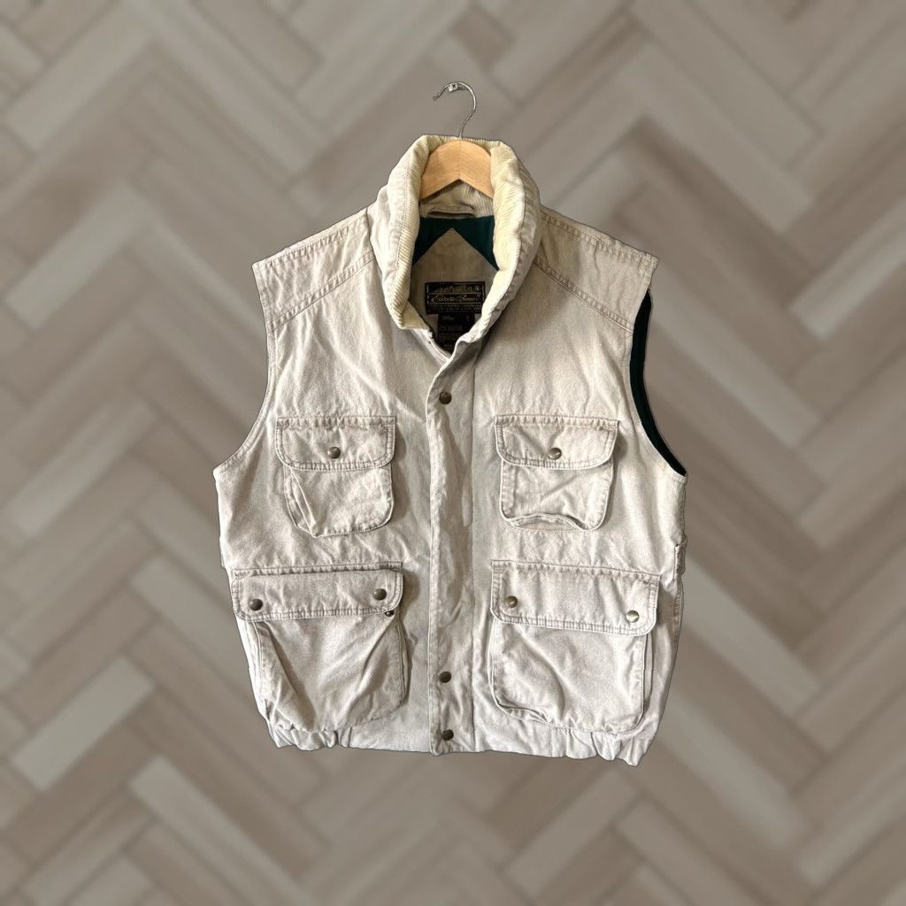 Eddie Bauer VTG Eddie Bauer Vest Mens L Beige Canvas Puffer Down Quilted Zip Snap Button Full Zip Pockets Bodywarmer 80s 90s 80s Theme Casual Travel Men's Vest Size US L / EU 52-54 / 3 - 1 Thumbnail