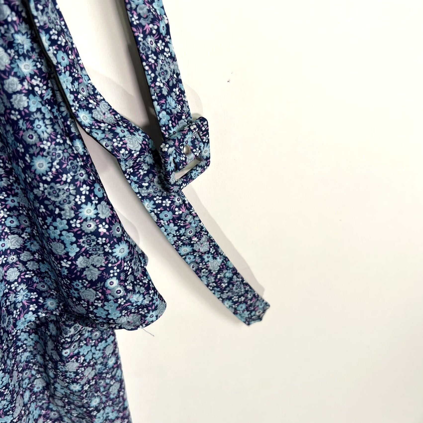 Vintage VINTAGE Whirlaway Drop Waist Floral Pleated Peplum Dress 12P Blue Flutter Size XL / US 12-14 / IT 48-50 - 6 Thumbnail