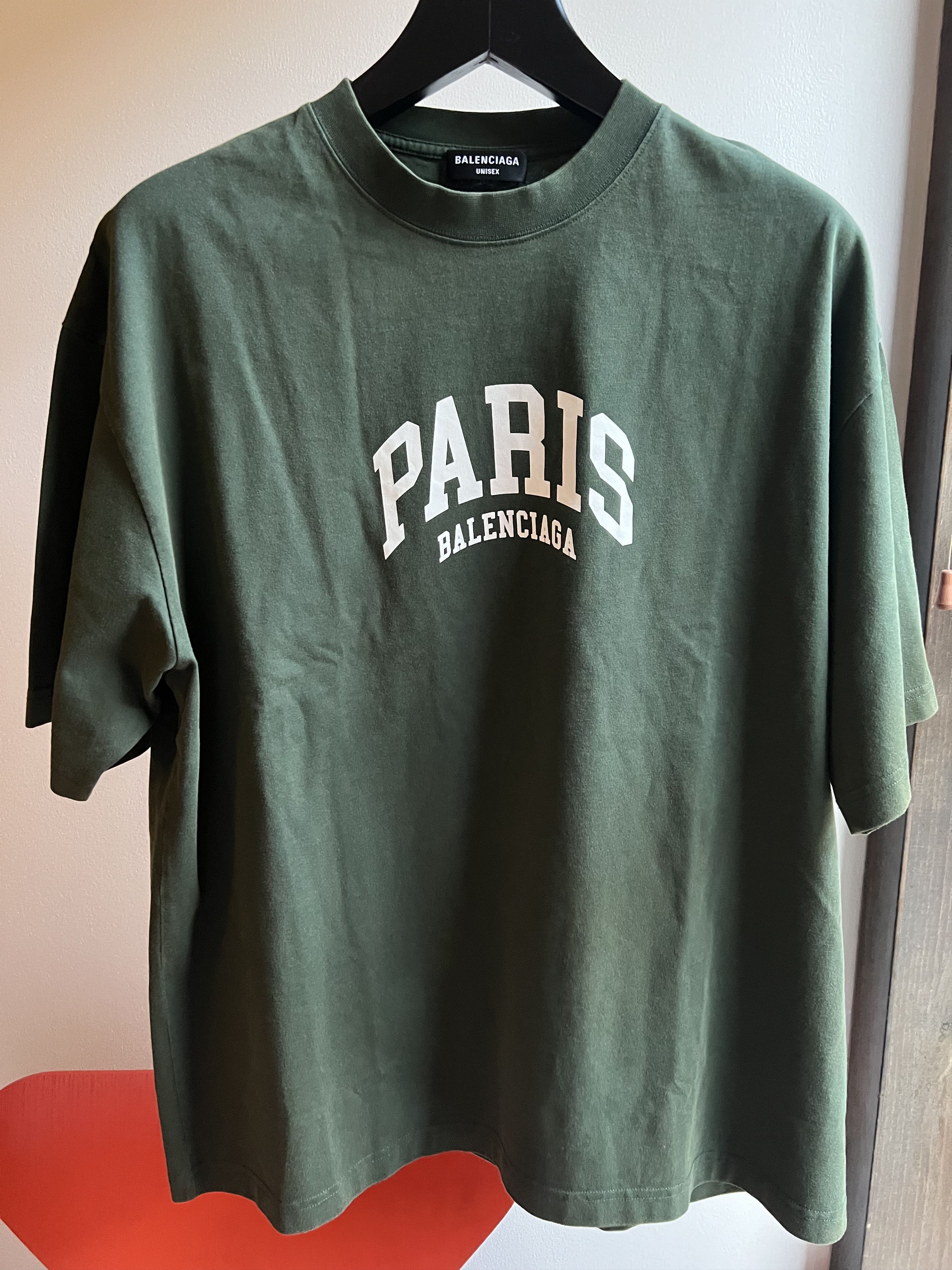 image of Balenciaga ‘Paris’ Cities Tee Size Xxl in Dark Green, Men's