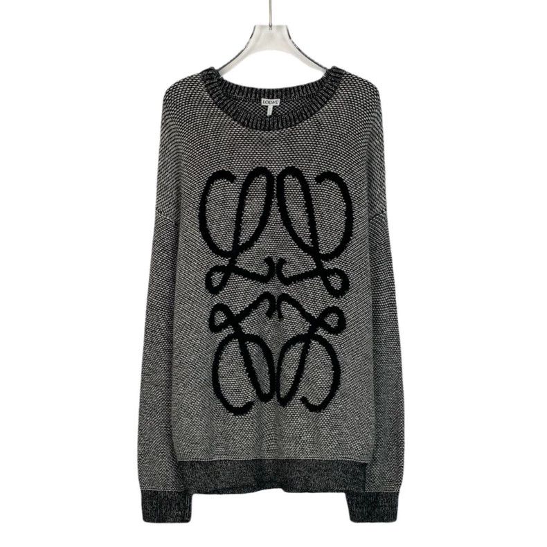 Loewe Loewe Dark grey logo embroidered alpaca wool round neck lo Size M / US 6-8 / IT 42-44 - 1 Thumbnail