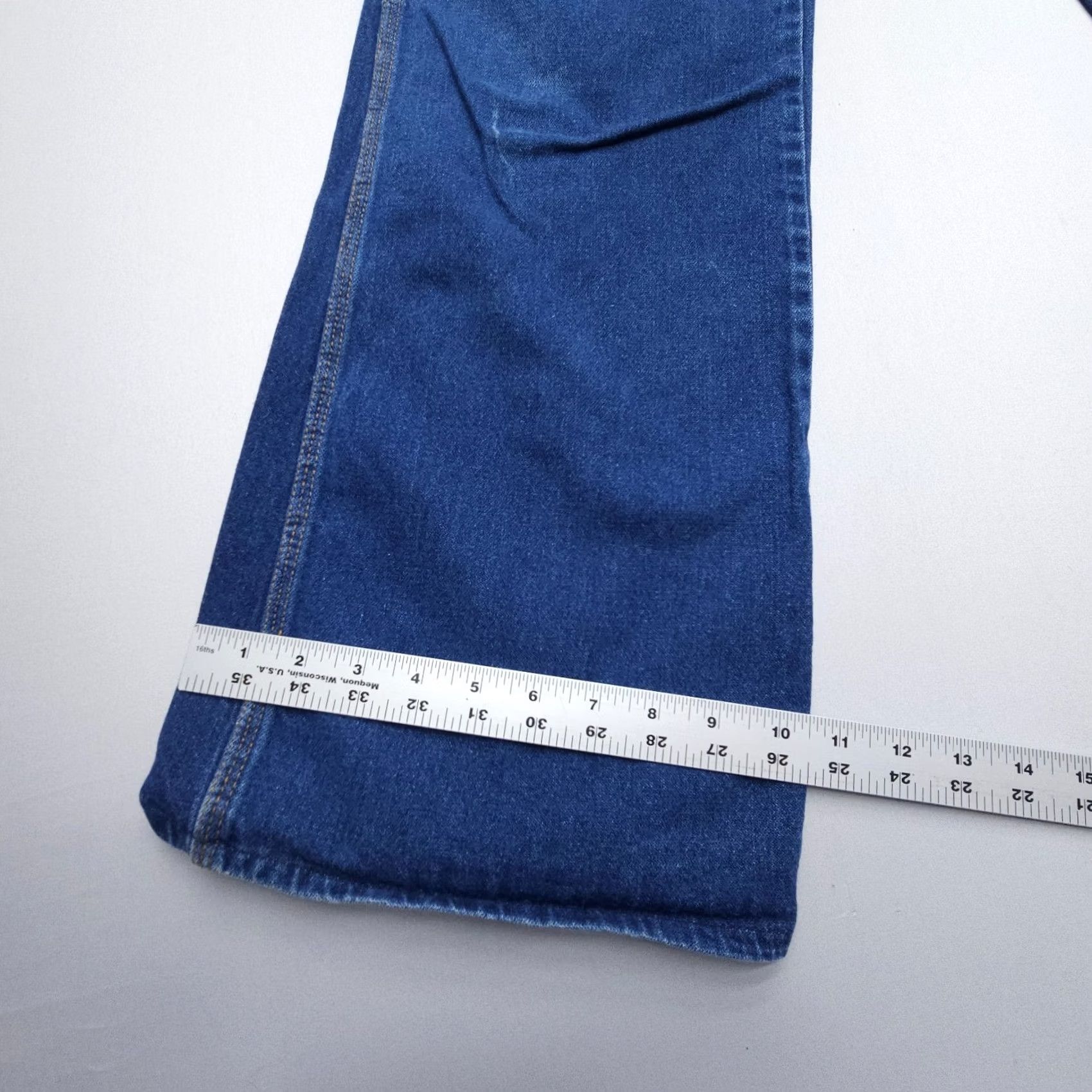 Vintage VINTAGE La Vie Jeans Flared 38x36 Dark Wash 90s Y2K Denim Womens Pants 5-Pocket Zip Inseam 32" Blue Silk Size 26" / US 2 / IT 38 - 6 Thumbnail