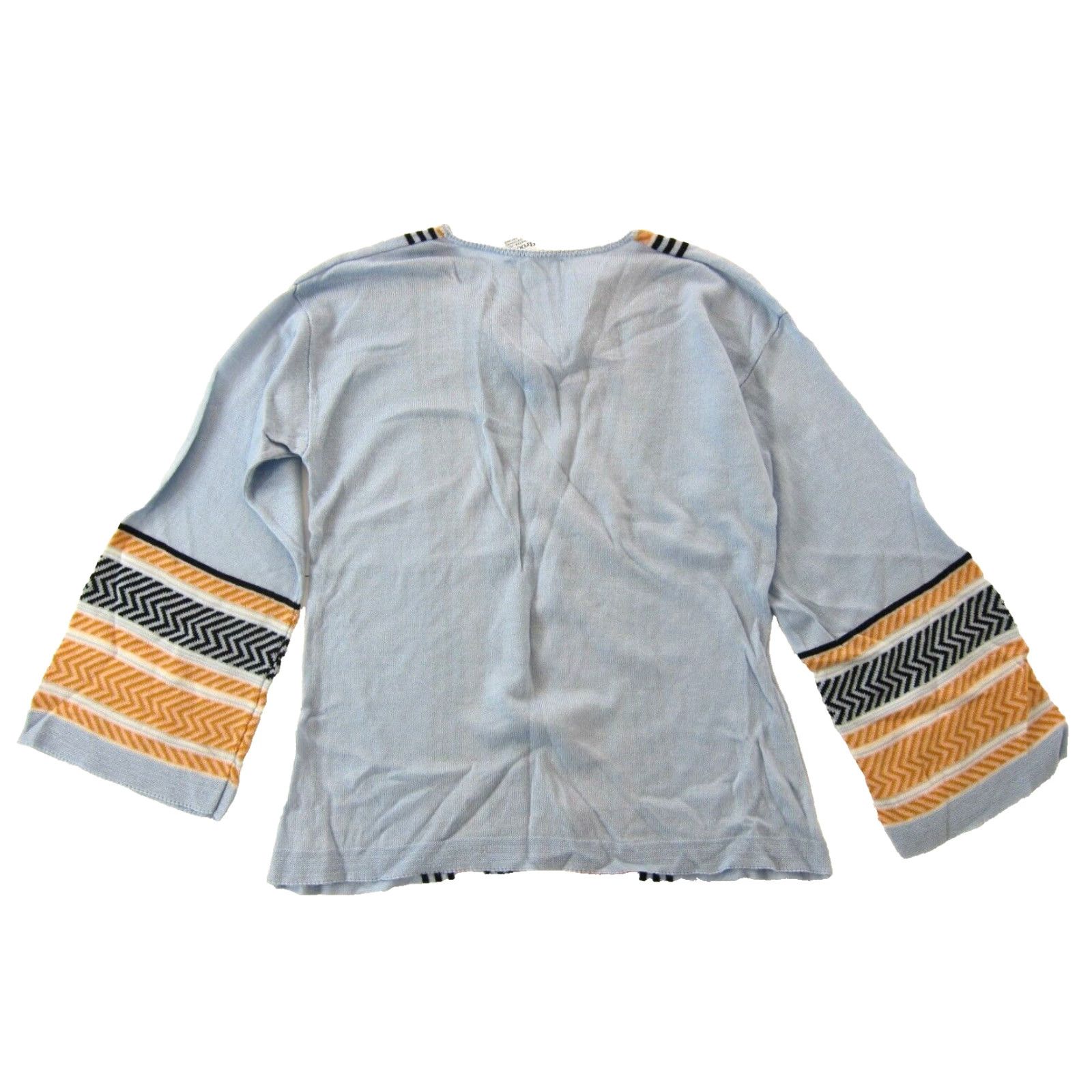 Vintage VINTAGE Bobbie Brooks Knit Blue Stripe Long Flare Sleeve Pullover Sweater M Bohemian Womens Size M / US 6-8 / IT 42-44 - 2 Thumbnail