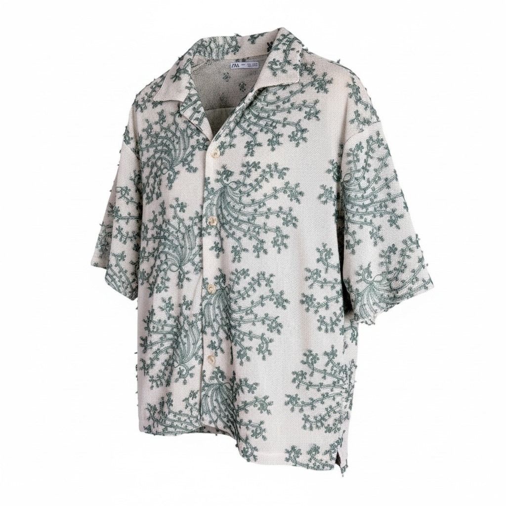 Zara Men's Zara Luxury Resort Shirt Green Embroidered Floral - S Size US S / EU 44-46 / 1 - 1 Thumbnail