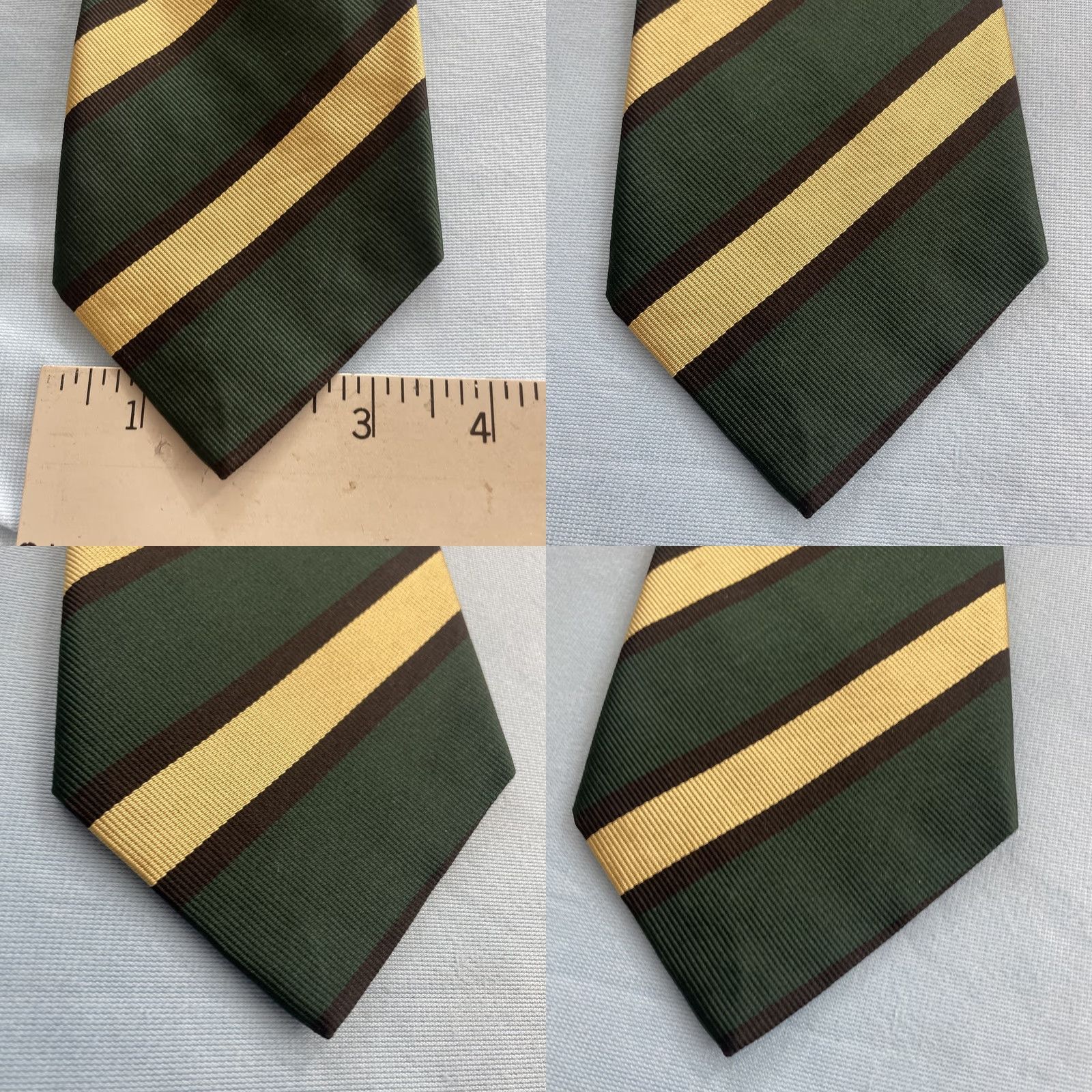 Club Room VINTAGE Club Room Tie Shirt Mens 3.5x57 Green Black Cream Repp Stripe 100% Silk USA Necktie Size ONE SIZE - 11 Thumbnail