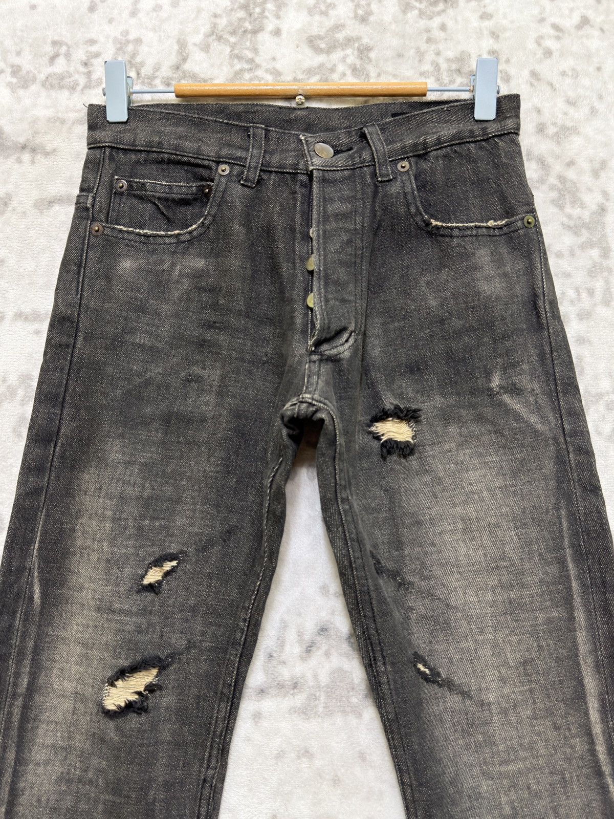 Hysteric Glamour Y2K SOS TE NUTO Distressed Skinny Jeans Japanese Denim Size US 26 / EU 42 - 3 Thumbnail