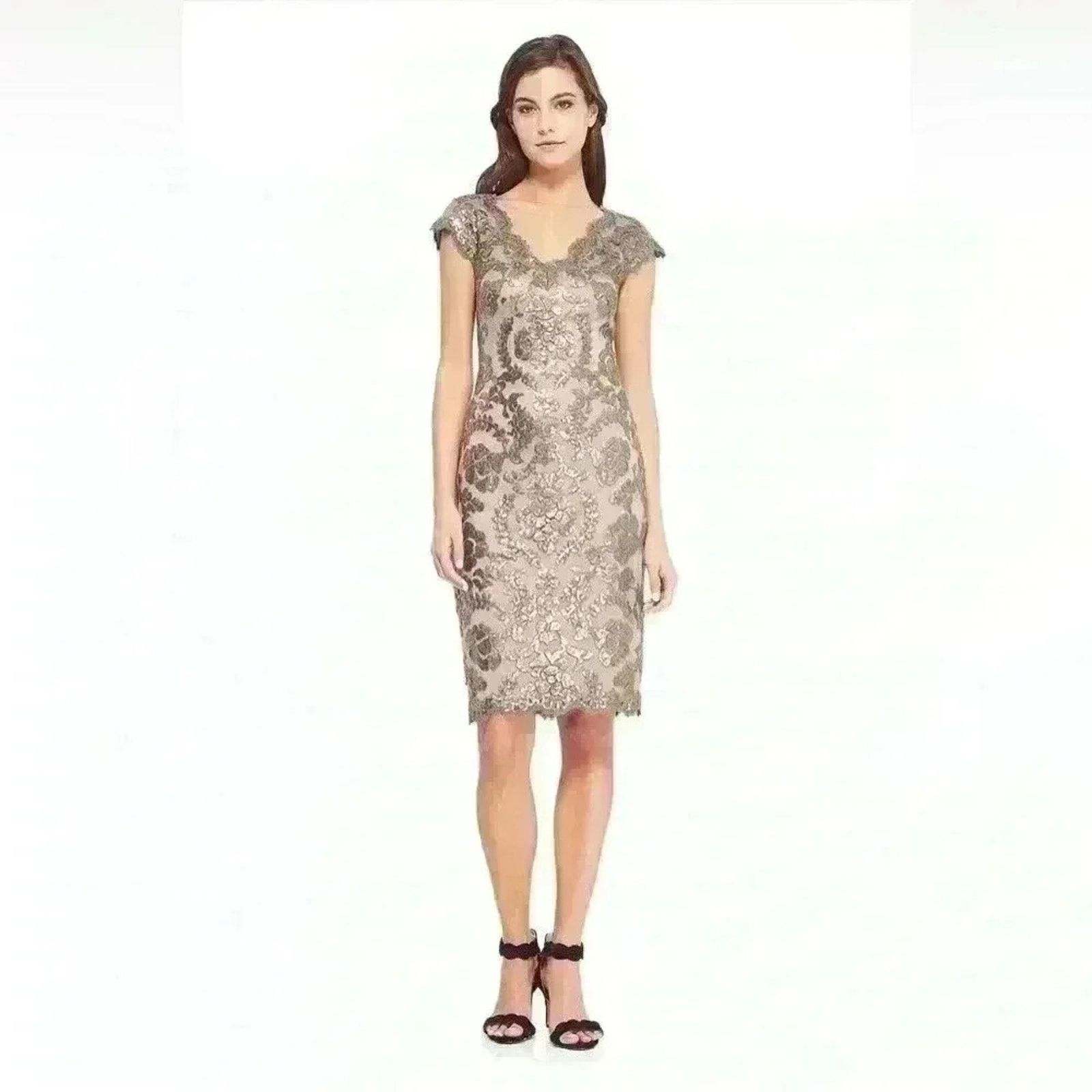 Tadashi Shoji NWT TADASHI SHOJI Paillette Embroidered Lace Dress Sz. 6 Size M / US 6-8 / IT 42-44 - 1 Thumbnail
