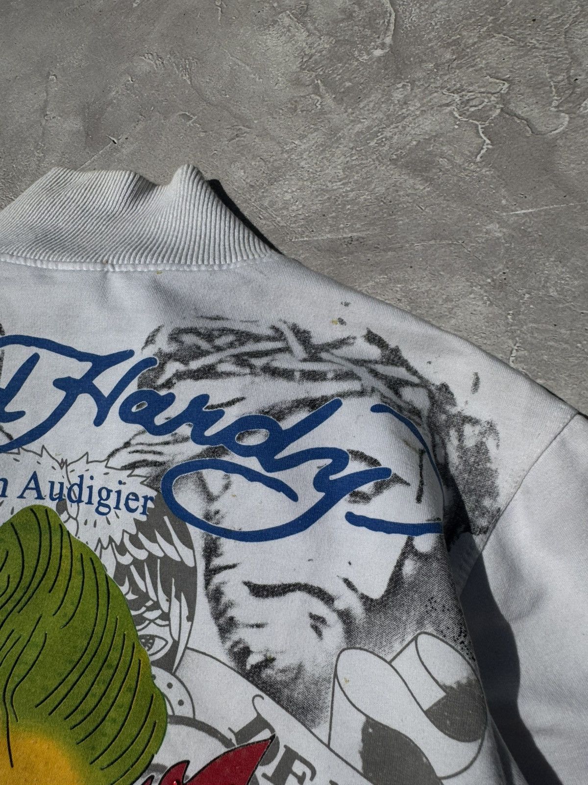 Ed Hardy Vintage Ed Hardy Biker Jesus Logo Distressed Zip Jacket Size M / US 6-8 / IT 42-44 - 16 Thumbnail