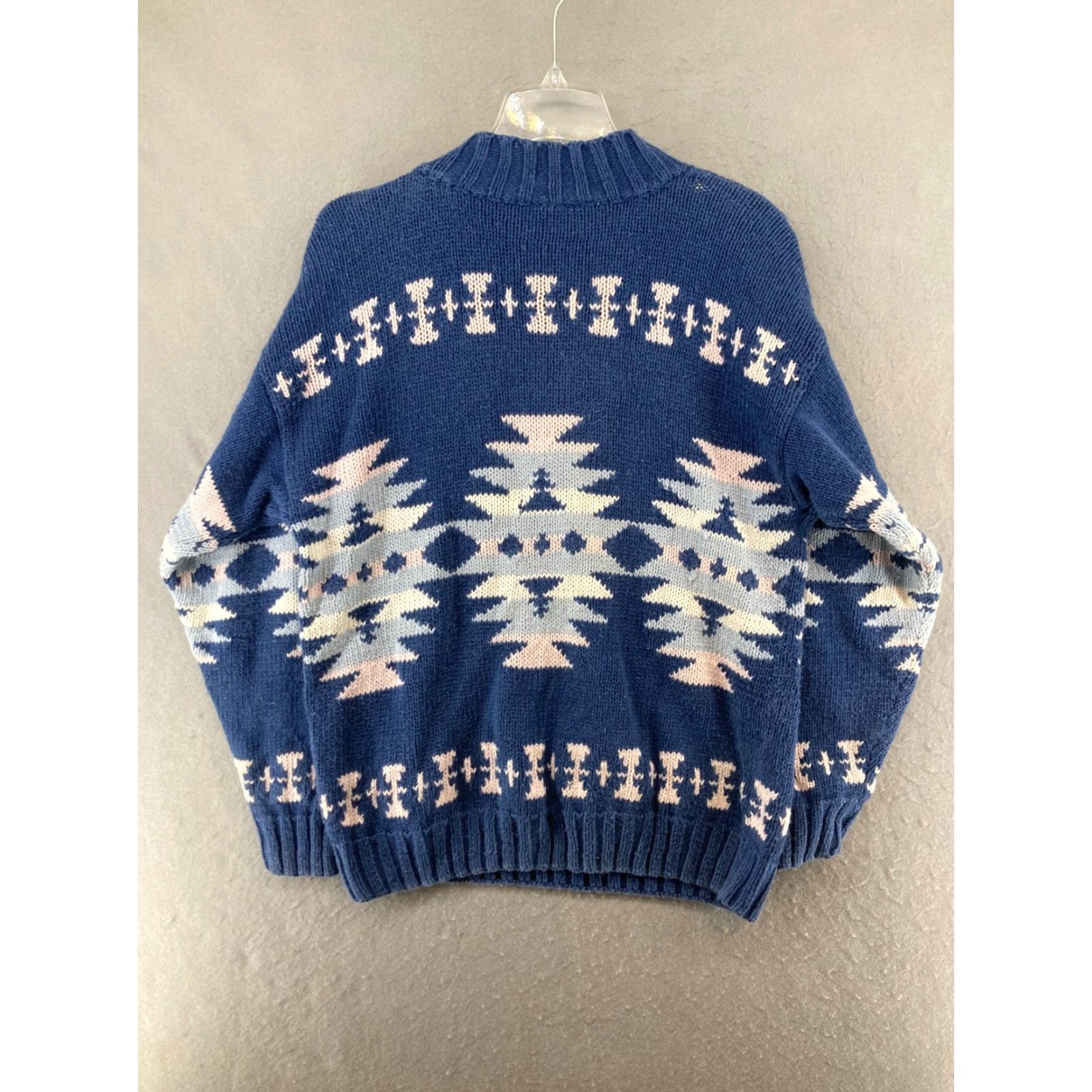 Vintage NUOVO Women's Sweater Medium Blue Geometric Knit Pullover 80s 90s Size M / US 6-8 / IT 42-44 - 7 Thumbnail