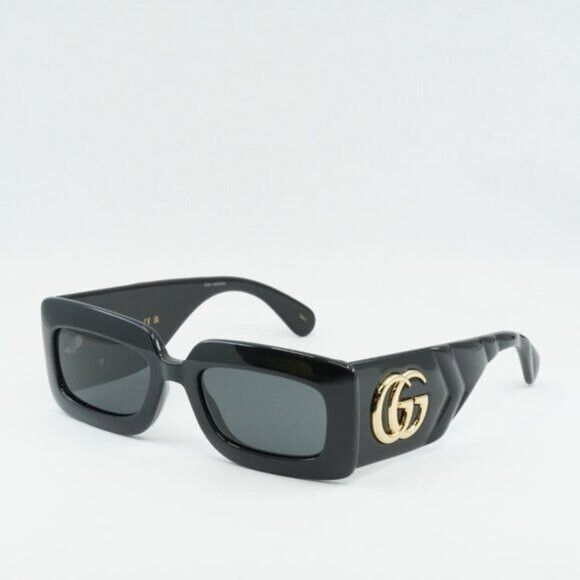 Gucci Gucci GG0811S 001 Sunglasses Black Rectangle Frame, Grey Size ONE SIZE - 6 Thumbnail