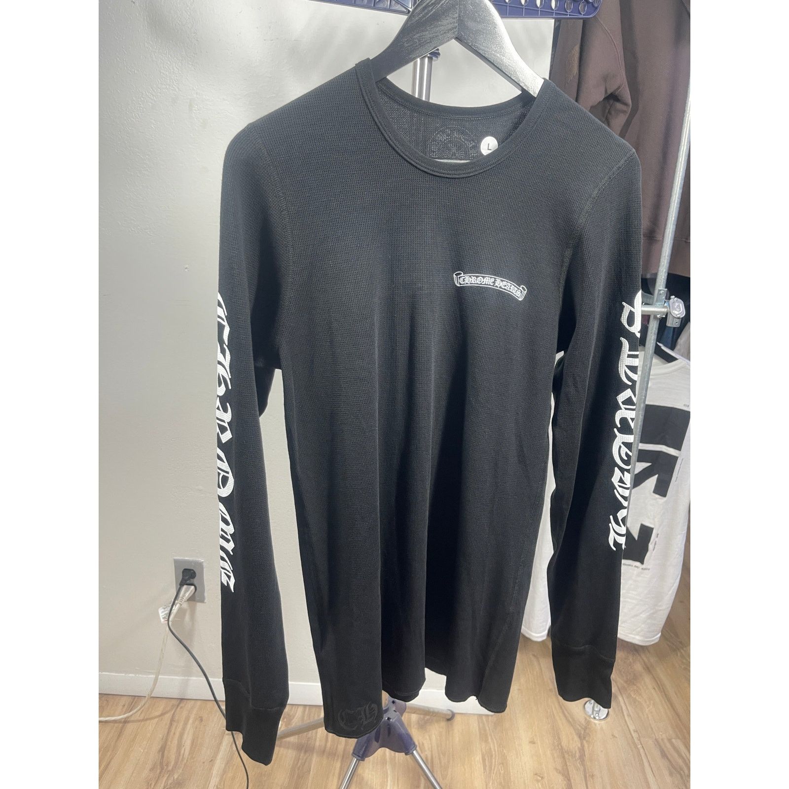 Chrome Hearts Chrome Hearts Scroll Logo Long-Sleeve Thermal Shirt 'Black' Size US M / EU 48-50 / 2 - 1 Thumbnail
