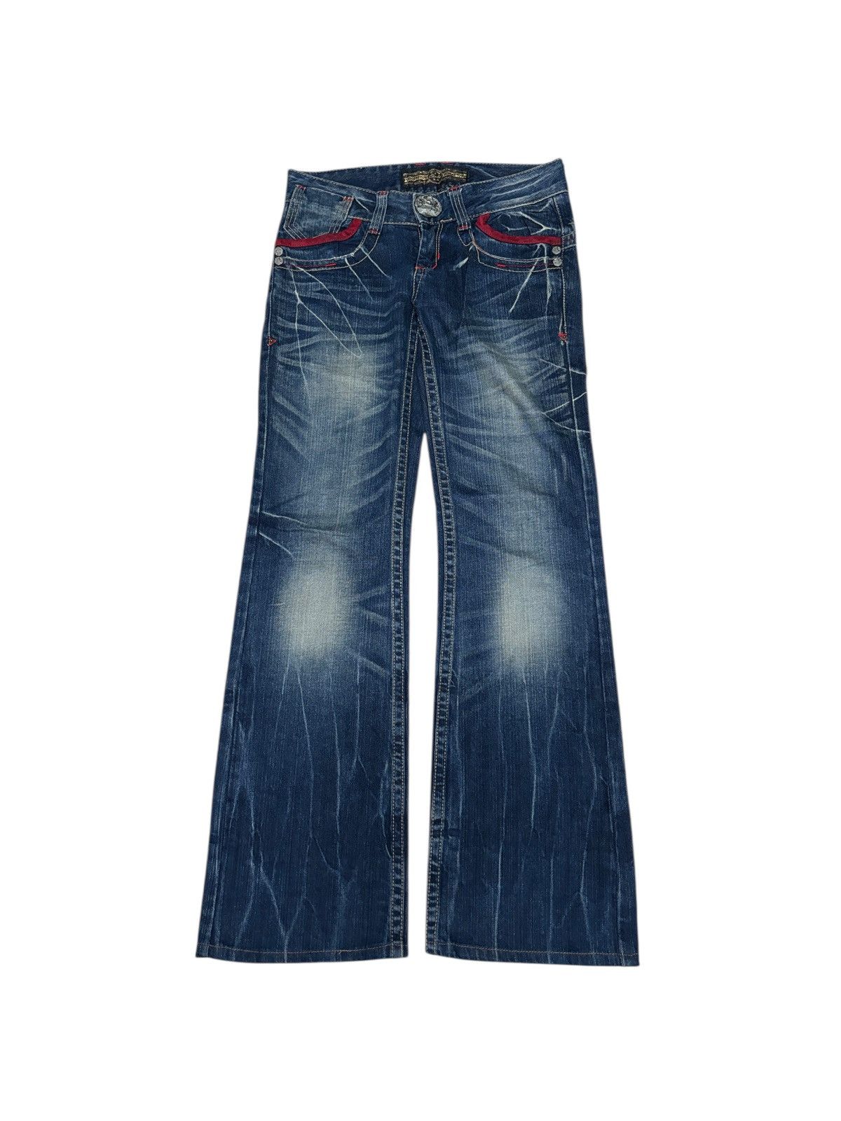 Japanese Brand Y2K Studio R.P Red Pepper Flare Denim Jeans Size 28" / US 6 / IT 42 - 2 Thumbnail