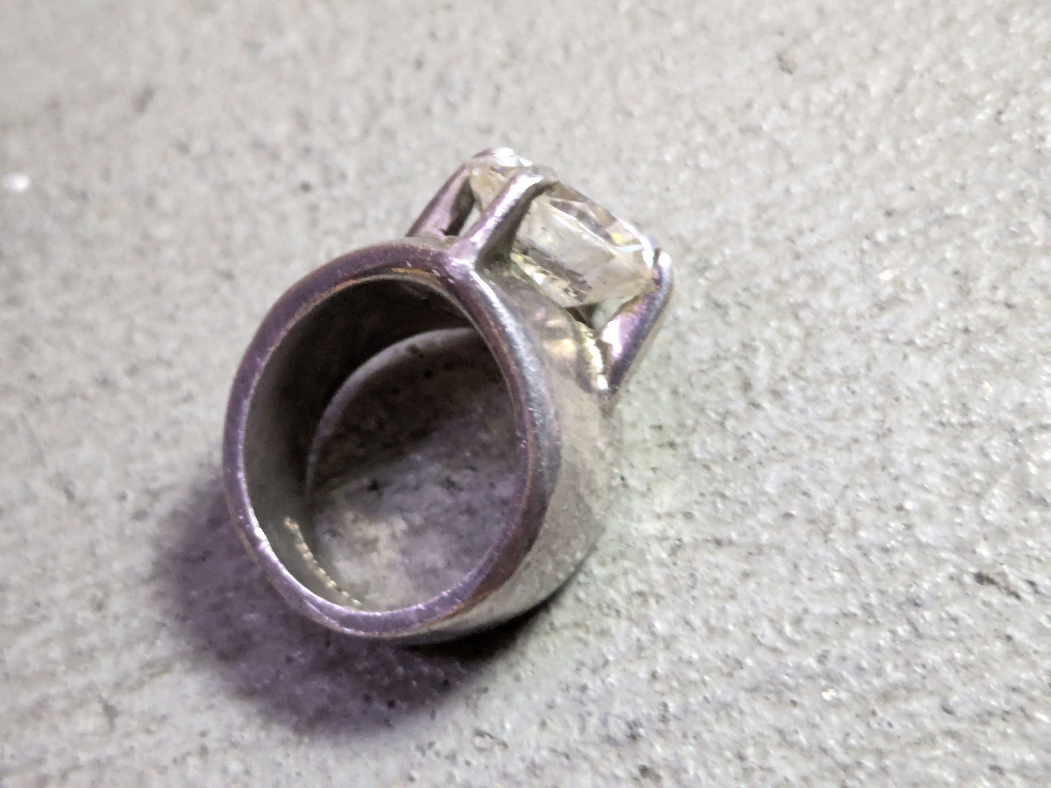 Jewelry × Vintage Vintage Sterling Silver Ring 4.75 CZ Round Modern Cocktail Size ONE SIZE - 10 Thumbnail