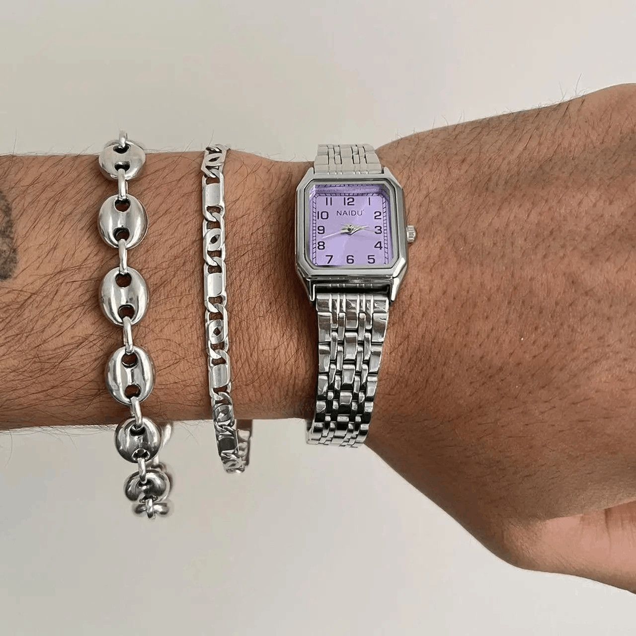 Jewelry 2000s vintage style rectangle stainless steel quartz watch Size ONE SIZE - 2 Thumbnail