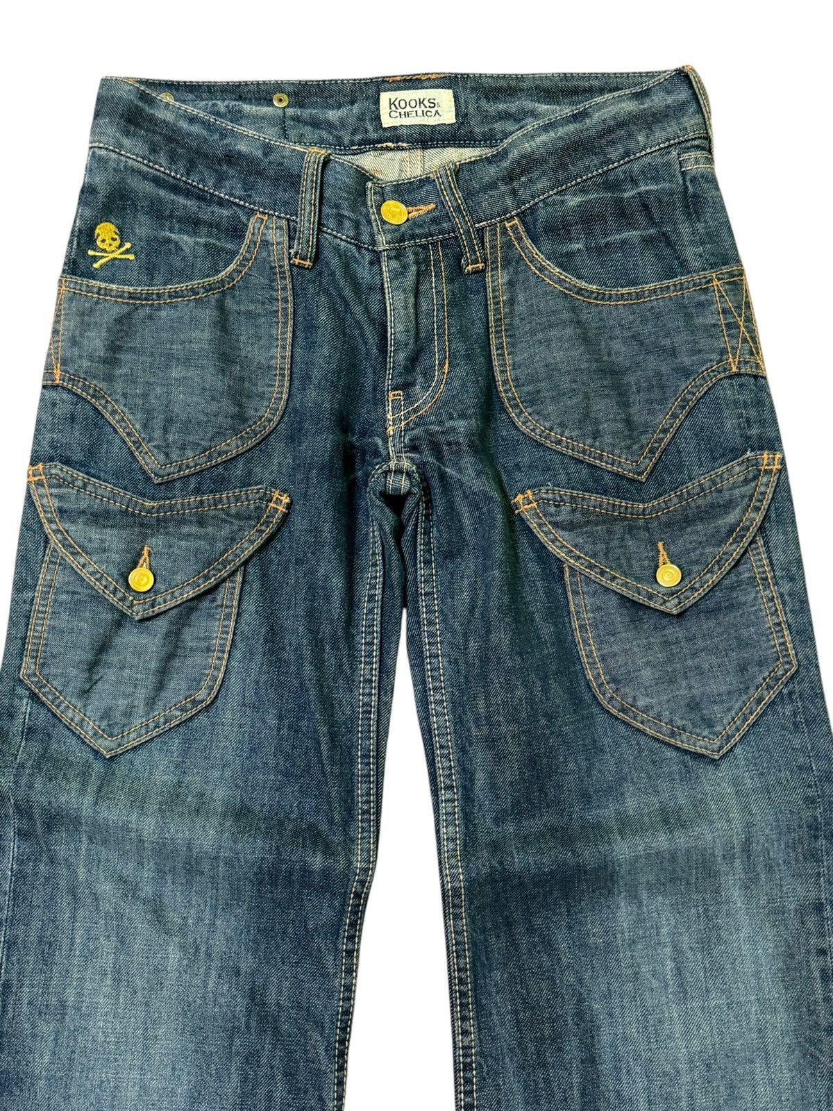If Six Was Nine × Japanese Brand Flare KOOK & CHELICA Embroidered 6 Pocket Low Waist Denim Size US 28 / EU 44 - 3 Thumbnail