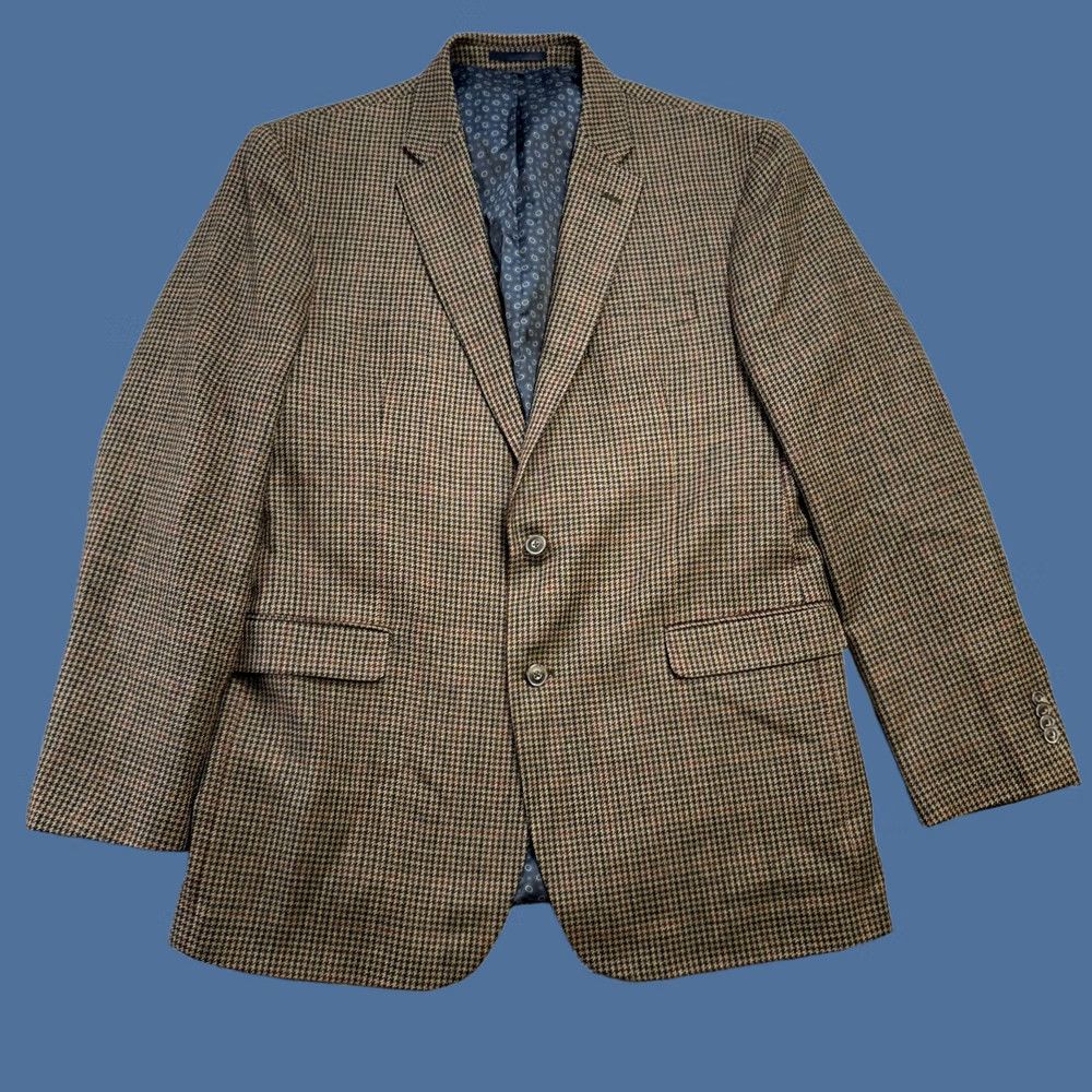 Jos. A. Bank Jos. A. Bank Blazer Jacket Mens 42L Brown Houndstooth Wool Blazer Notch Lapel Single-Breasted 3-Button Jeans/Coat? Size 42R - 1 Thumbnail