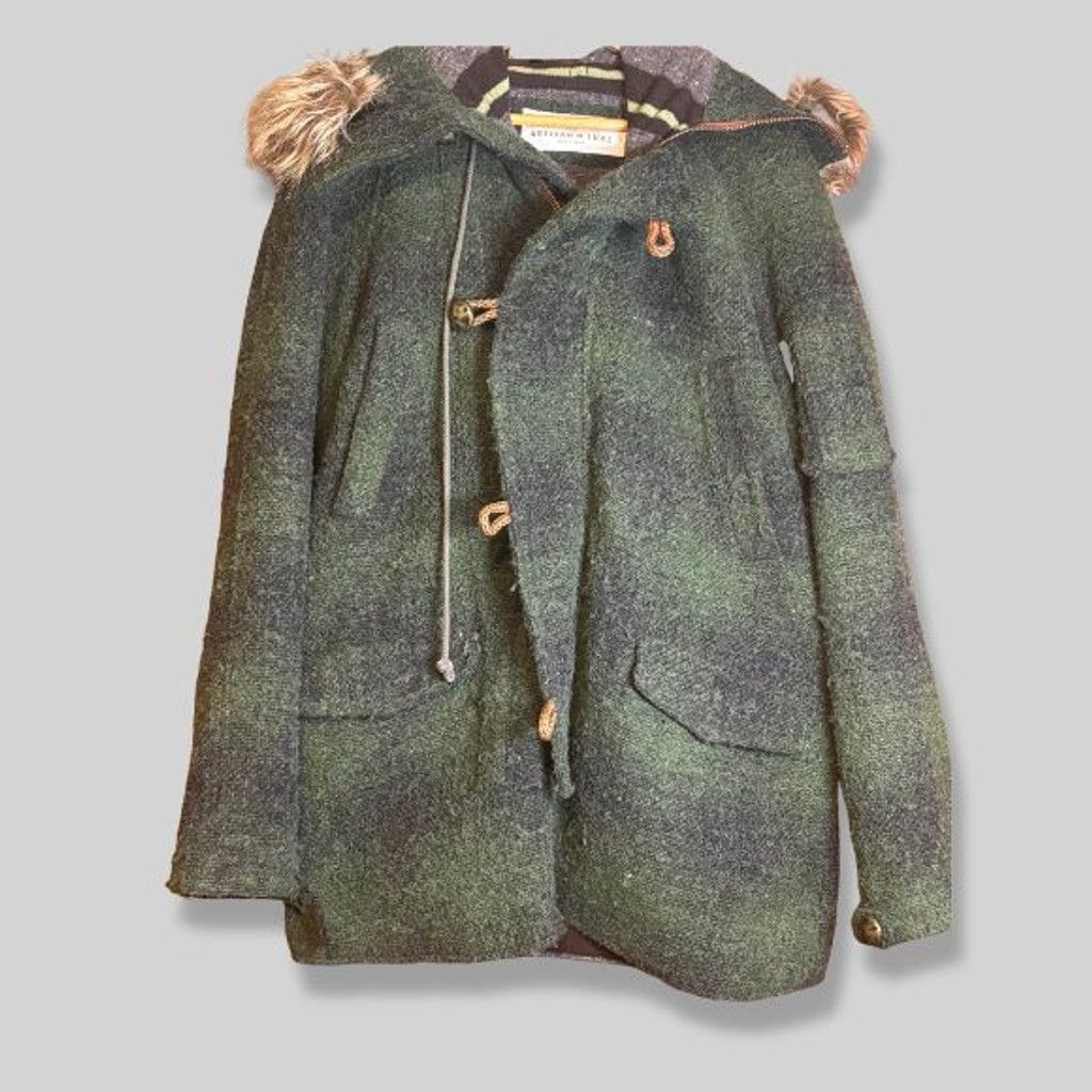 The Unbranded Brand Artisan de Luxe Toggle Coat Faux Fur Hood Green M Size US M / EU 48-50 / 2 - 2 Thumbnail
