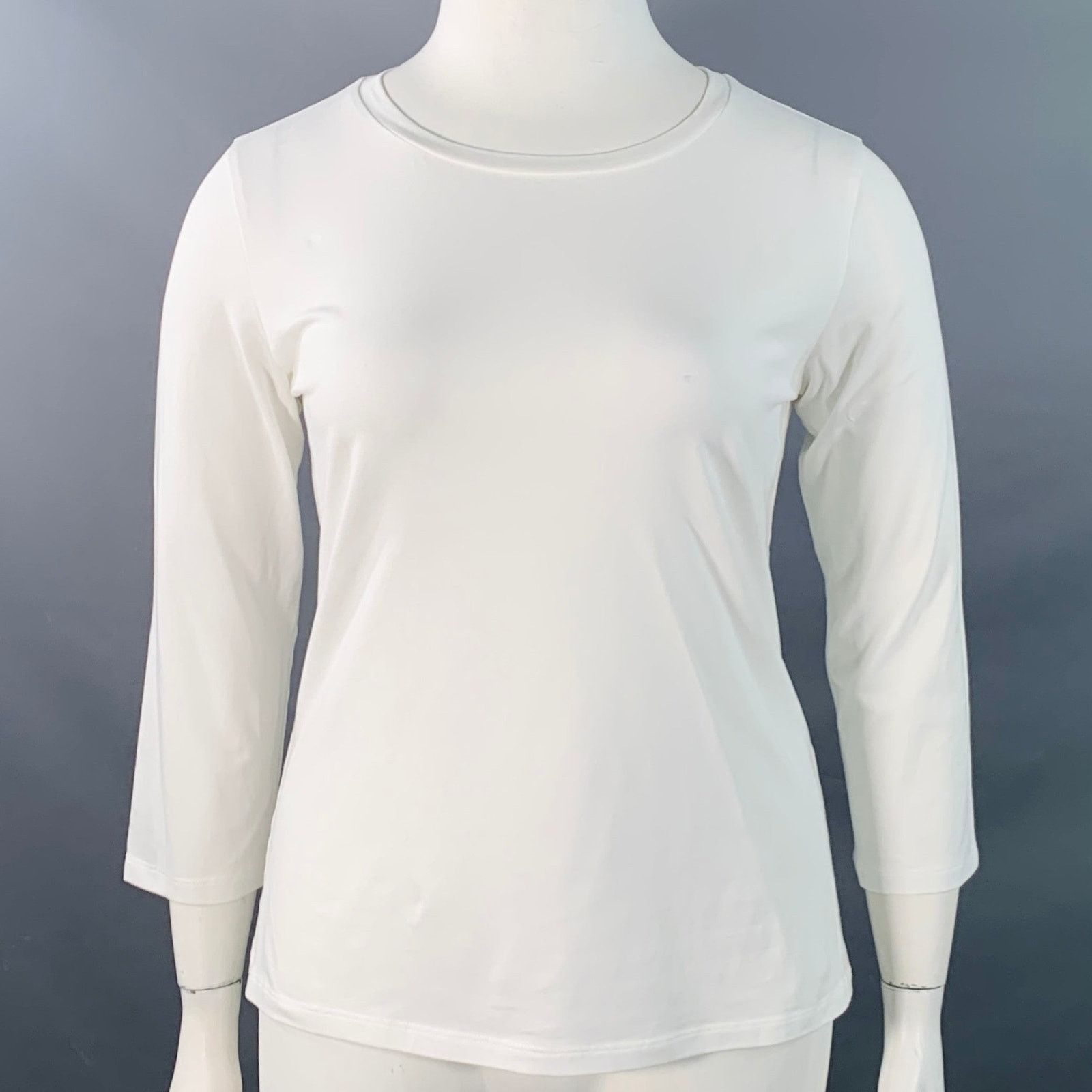 Max Mara L White Cotton Jersey 3/4 Sleeves Crew Neck Pullover Size L / US 10 / IT 46 - 1 Thumbnail