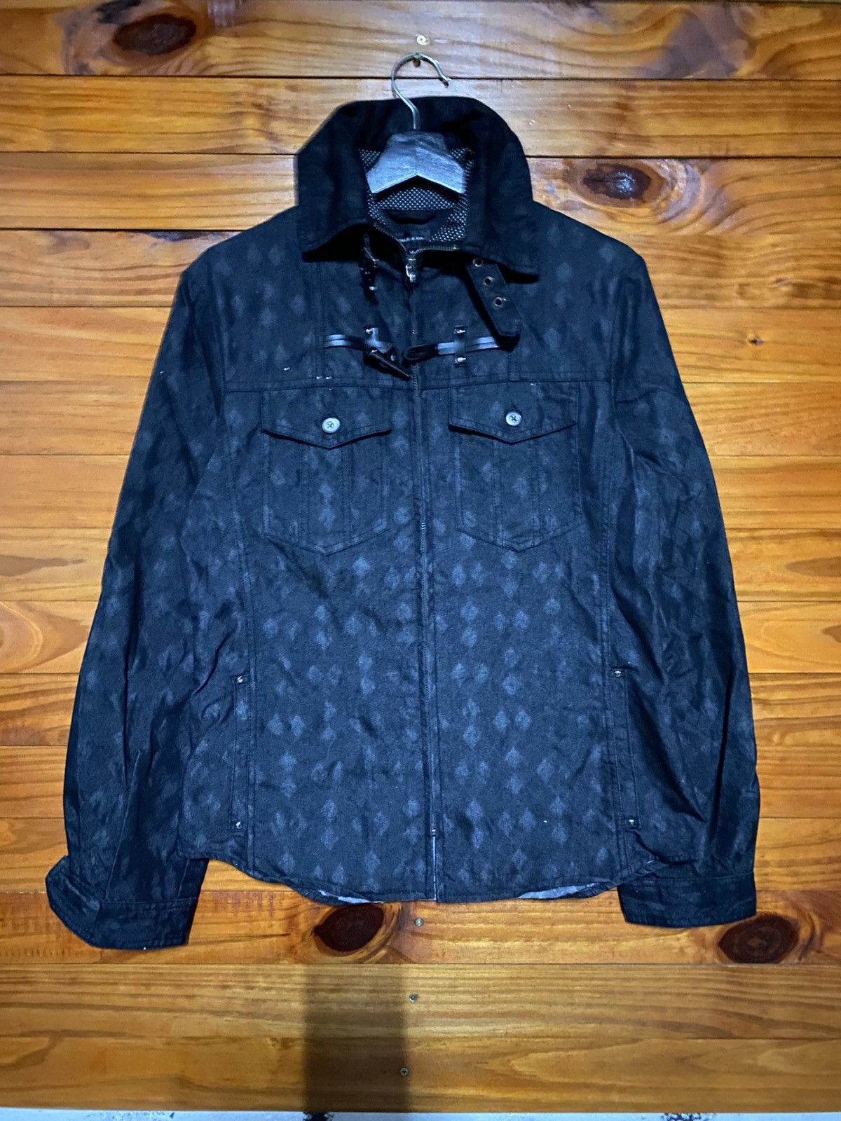 Japanese Brand MALE & CO Black Slim Fit Patterned Utility Jacket – Modern Size US S / EU 44-46 / 1 - 3 Thumbnail