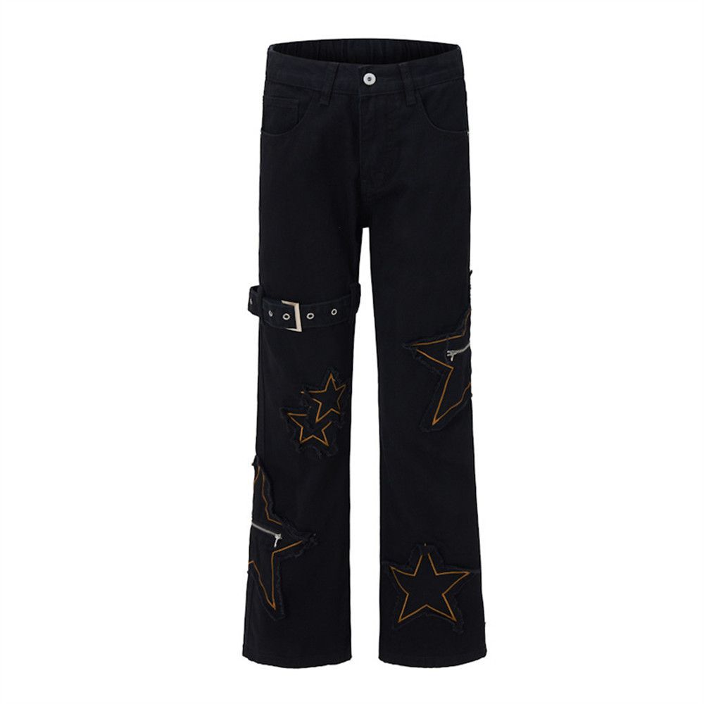 Japanese Brand Men's high school street style star embroidered flared jeans Size US 32 / EU 48 - 4 Thumbnail