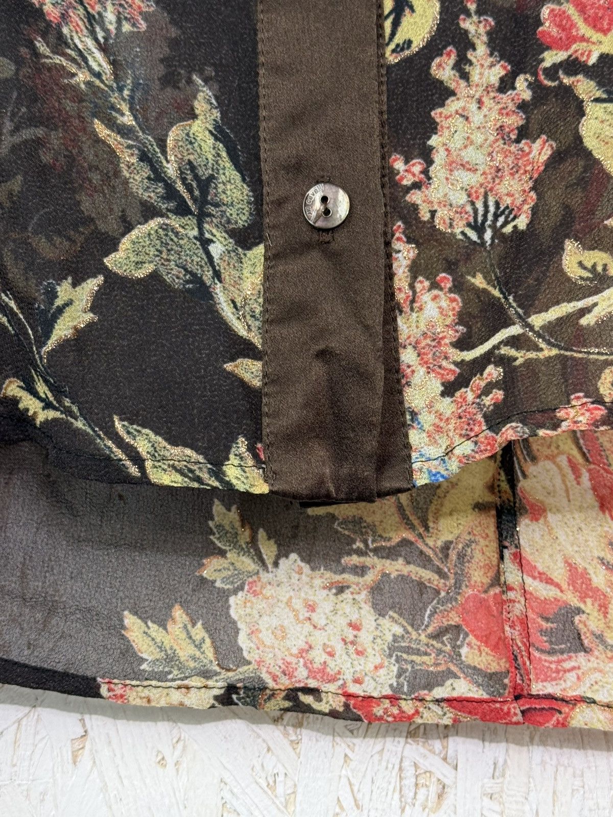 Just Cavalli Vintage Just Cavalli Floral Semi Sheer Silk Blouse Size 40 Size S / US 4 / IT 40 - 6 Thumbnail