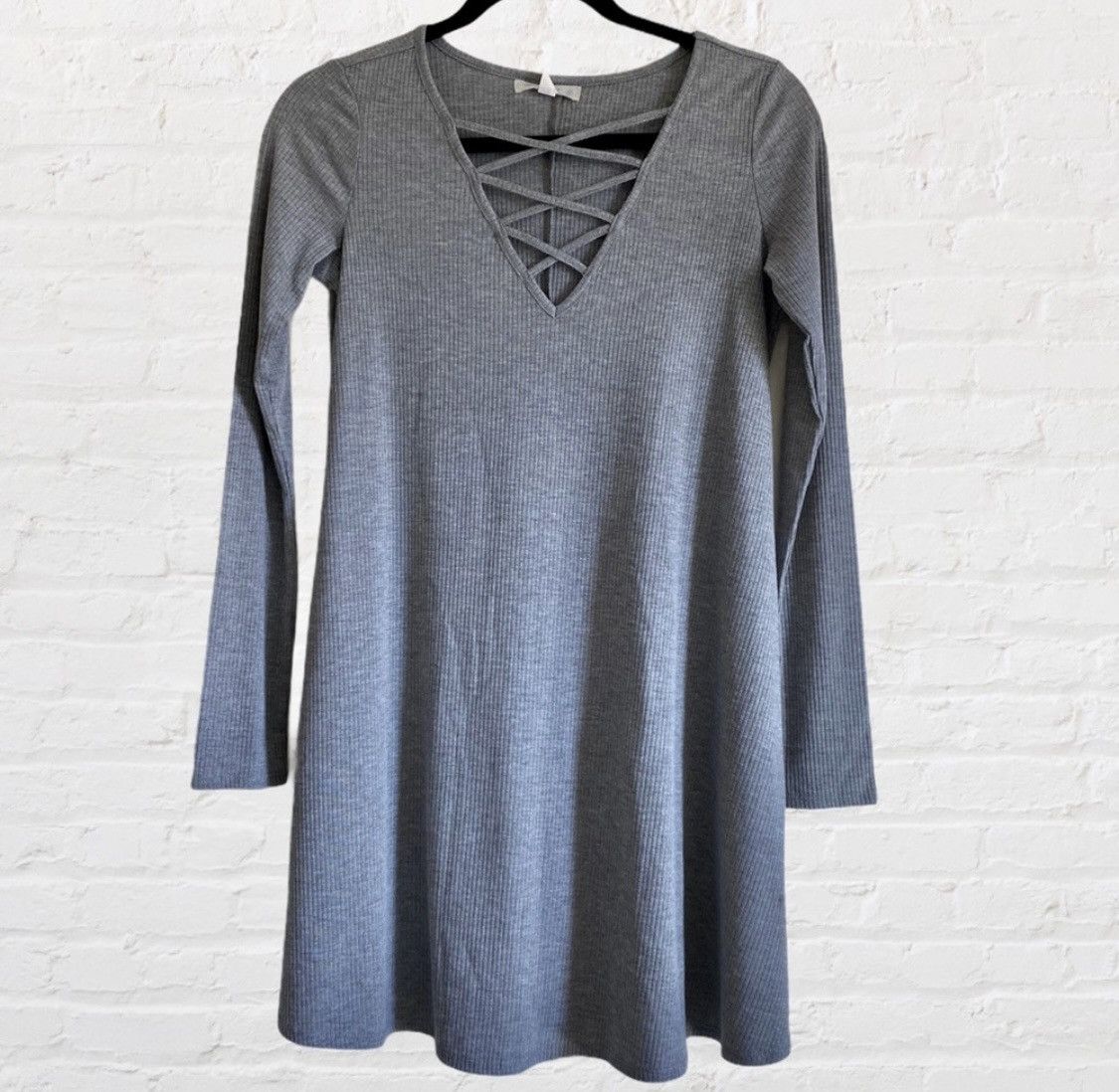Other RIBBED CHRIS CROSS CUTOUT LONG SLEEVE MINI DRESS Size S / US 4 / IT 40 - 1 Thumbnail