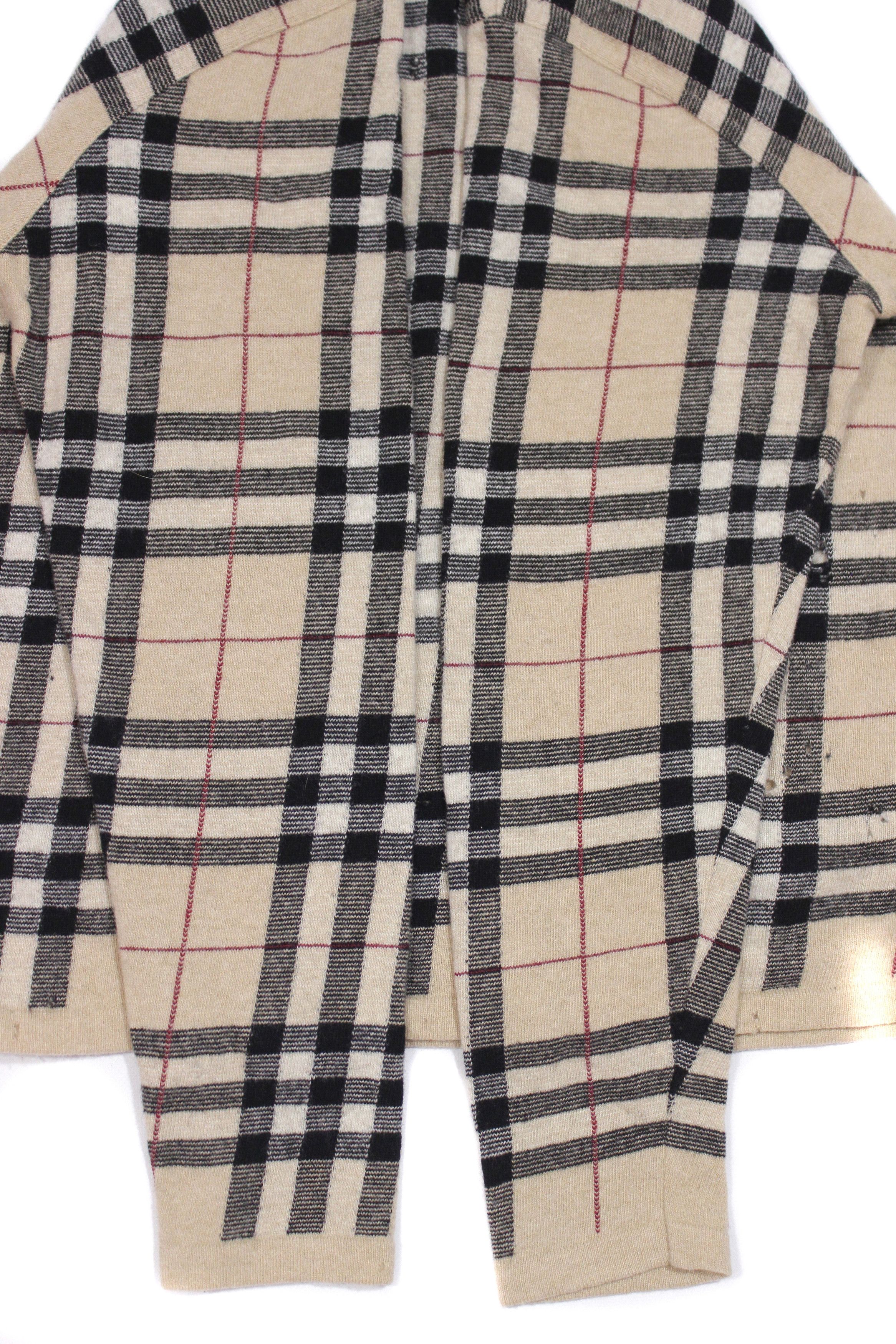 Burberry 00S Nova Check Distressed Wool Knit Vintage Size US XL / EU 56 / 4 - 6 Thumbnail