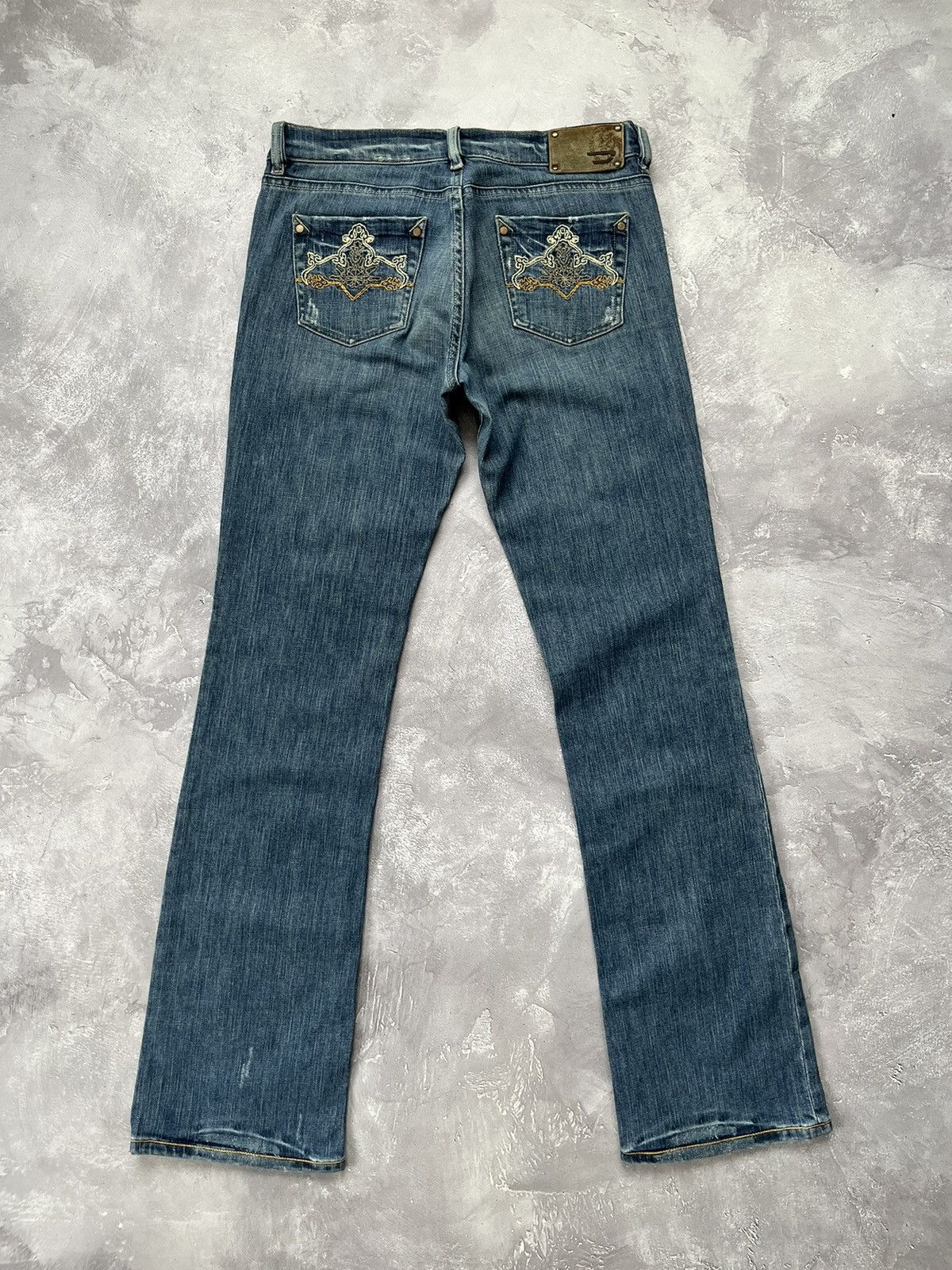 Vintage Diesel Y2K Riden Denim Pants Blue Embroidered Pocket
