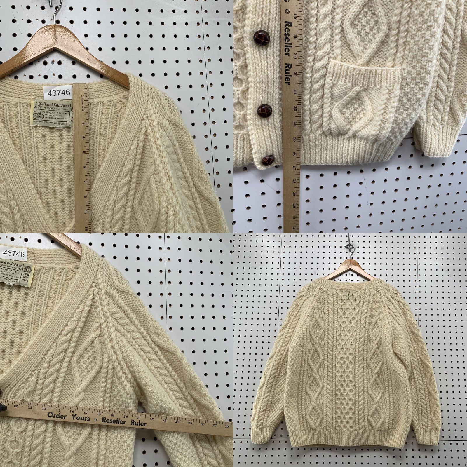 Vintage VINTAGE Aran Cardigan Knit Wool Cream M Mens Size M 40 Beige Cable Knit Fisherman V-Neck Winter Casual Mens Size US M / EU 48-50 / 2 - 8 Thumbnail