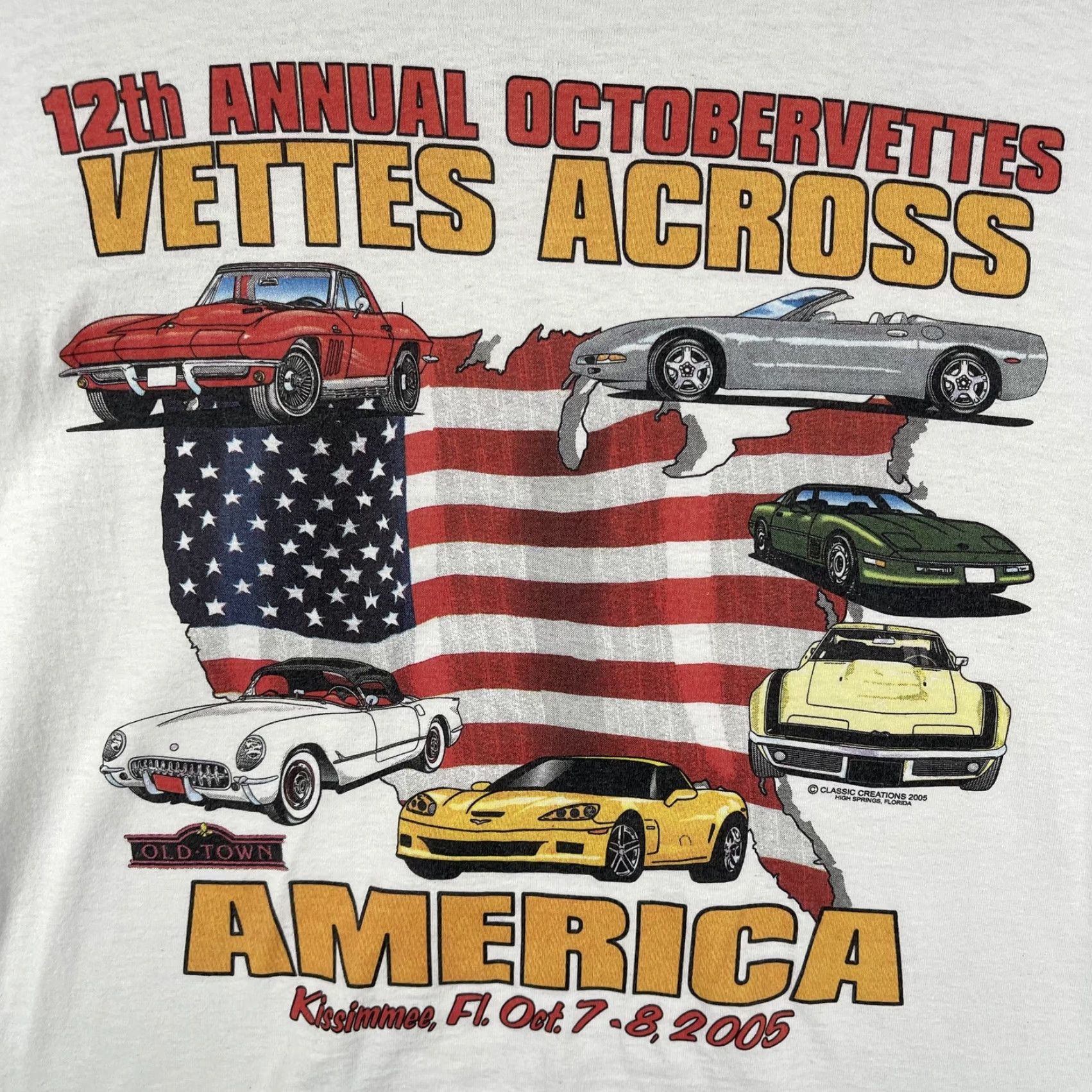 Fruit Of The Loom Vettes Across America Shirt Mens Large White Corvette Tee 2005 Size US L / EU 52-54 / 3 - 3 Thumbnail