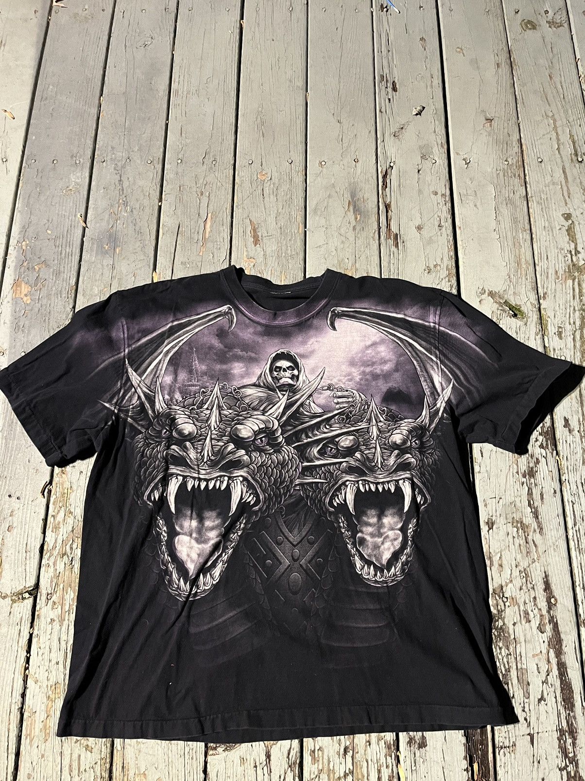 image of Vintage App Single Stitch Dragon Tee in Black, Men's (Size XL)