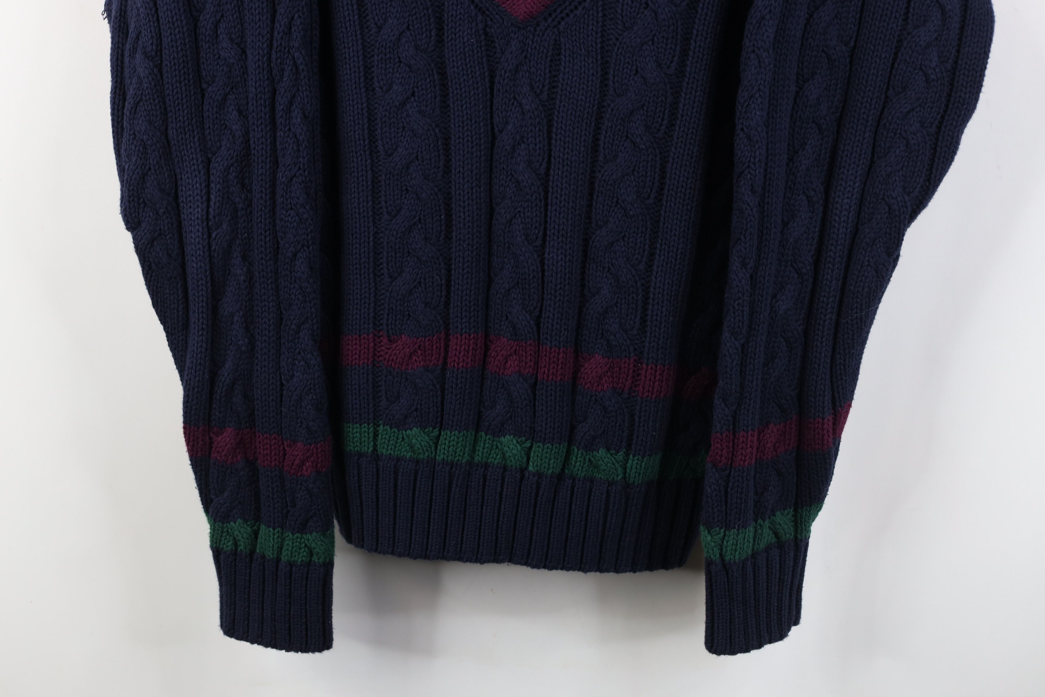 Vintage Vintage 90s Dapper Heavy Chunky Cable Knit V-Neck Sweater Size US L / EU 52-54 / 3 - 3 Thumbnail