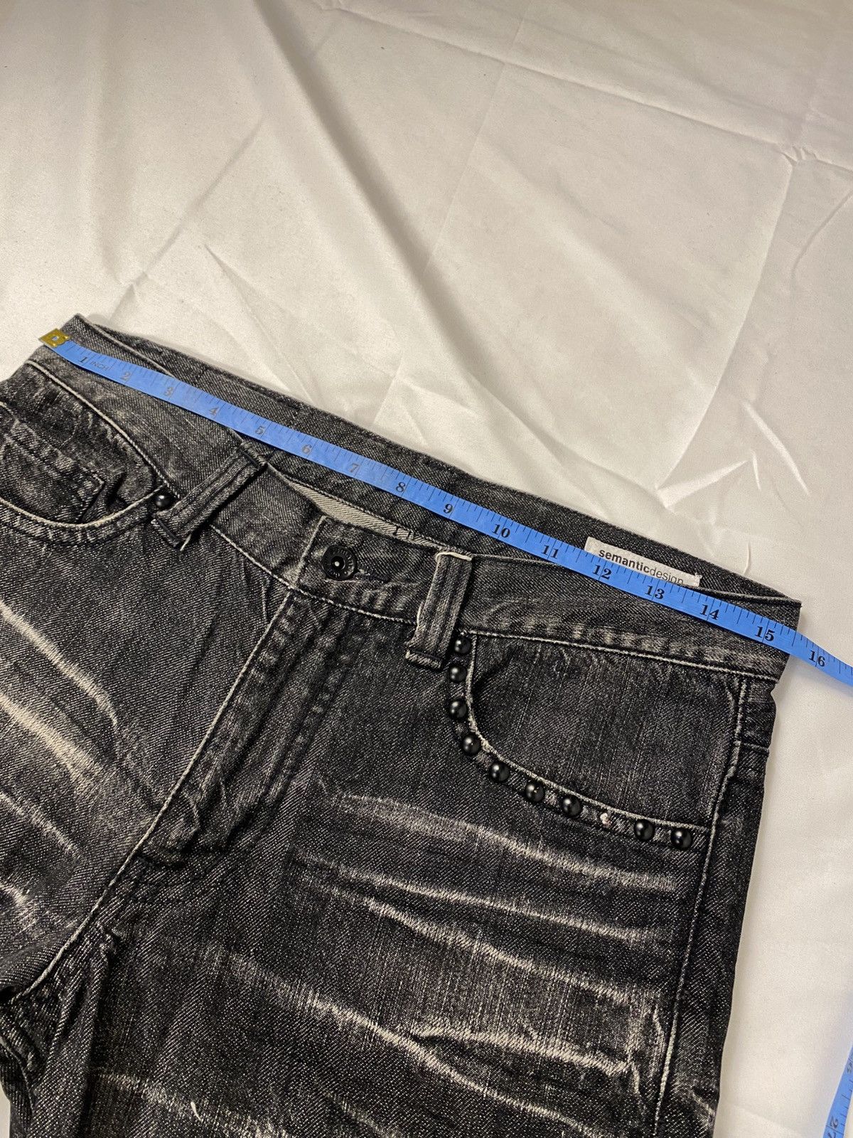 Japanese Brand Semantic Design Studded Skull Flared Washed Denim Jeans Size US 31 - 22 Thumbnail