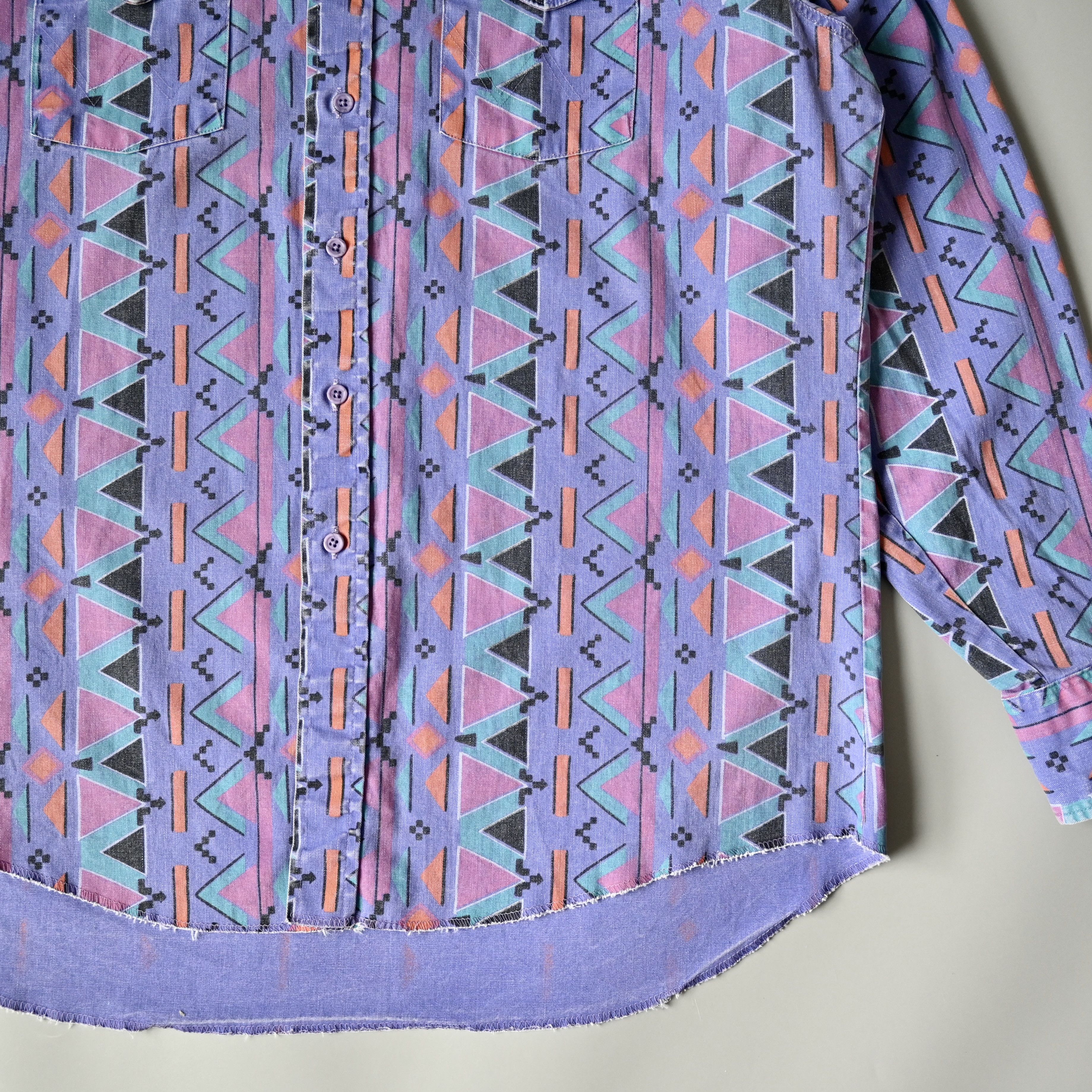 Vintage VTG Wrangler Brushpopper shirt Aztec Navajo soft purple 17.5 Size US XL / EU 56 / 4 - 6 Thumbnail