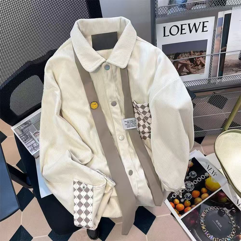 Vintage Cream Corduroy Argyle/Checkerboard Fake Two-Piece Jacket Size US M / EU 48-50 / 2 - 1 Thumbnail