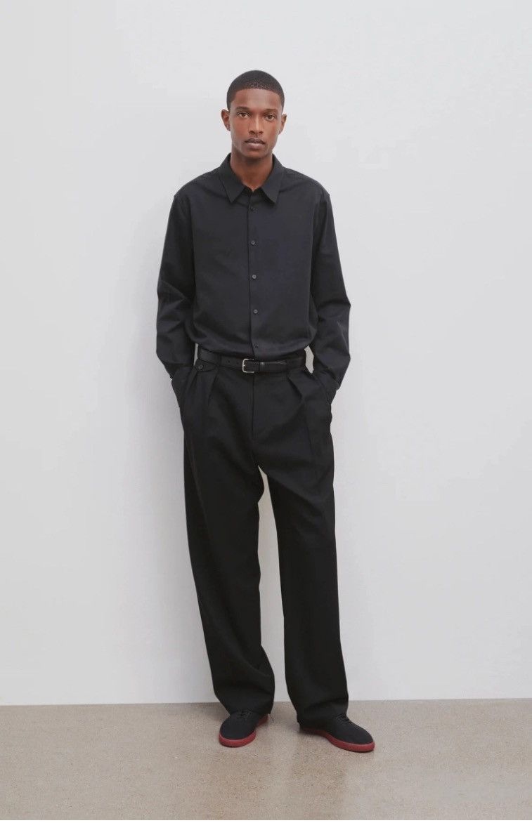The Row The Row Mens Beto Shirt in Wool in Black XL | Grailed