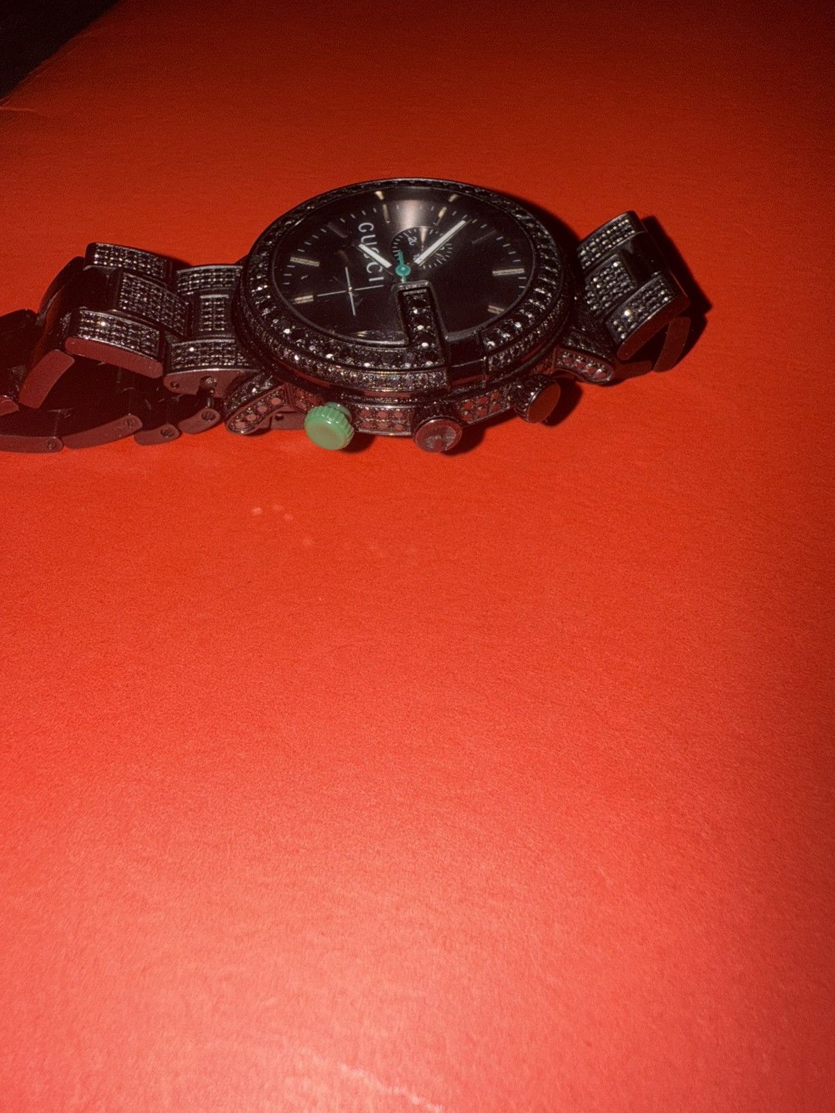 Gucci Men's Black Diamonds Bezel Watch Gucci Chrono 101M Size 36 - 2 Thumbnail