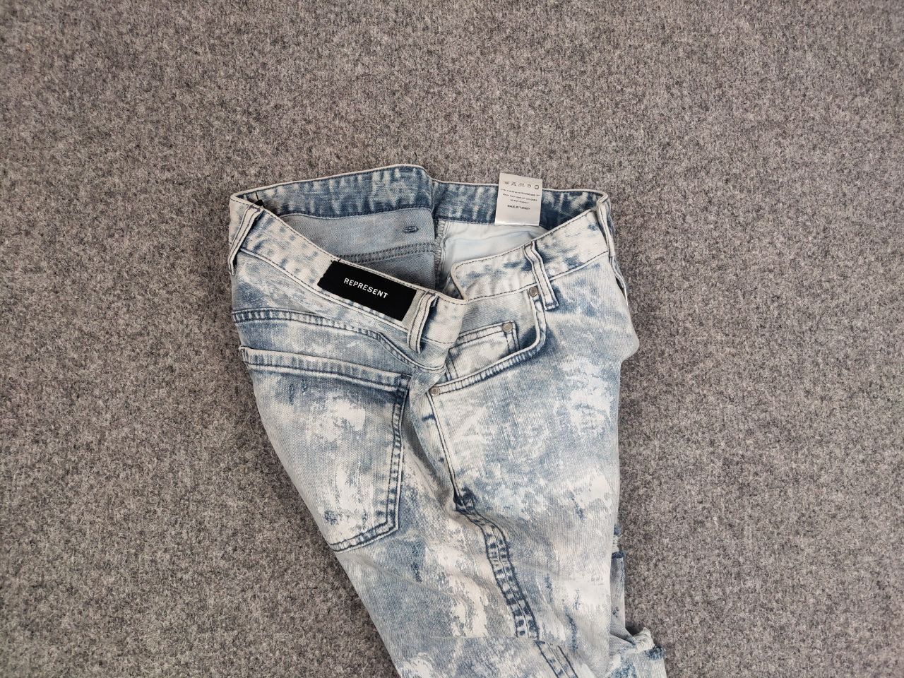 Represent Clo. Represent Design Blue Distressed Painted Denim Slim Jeans Size US 34 / EU 50 - 3 Thumbnail