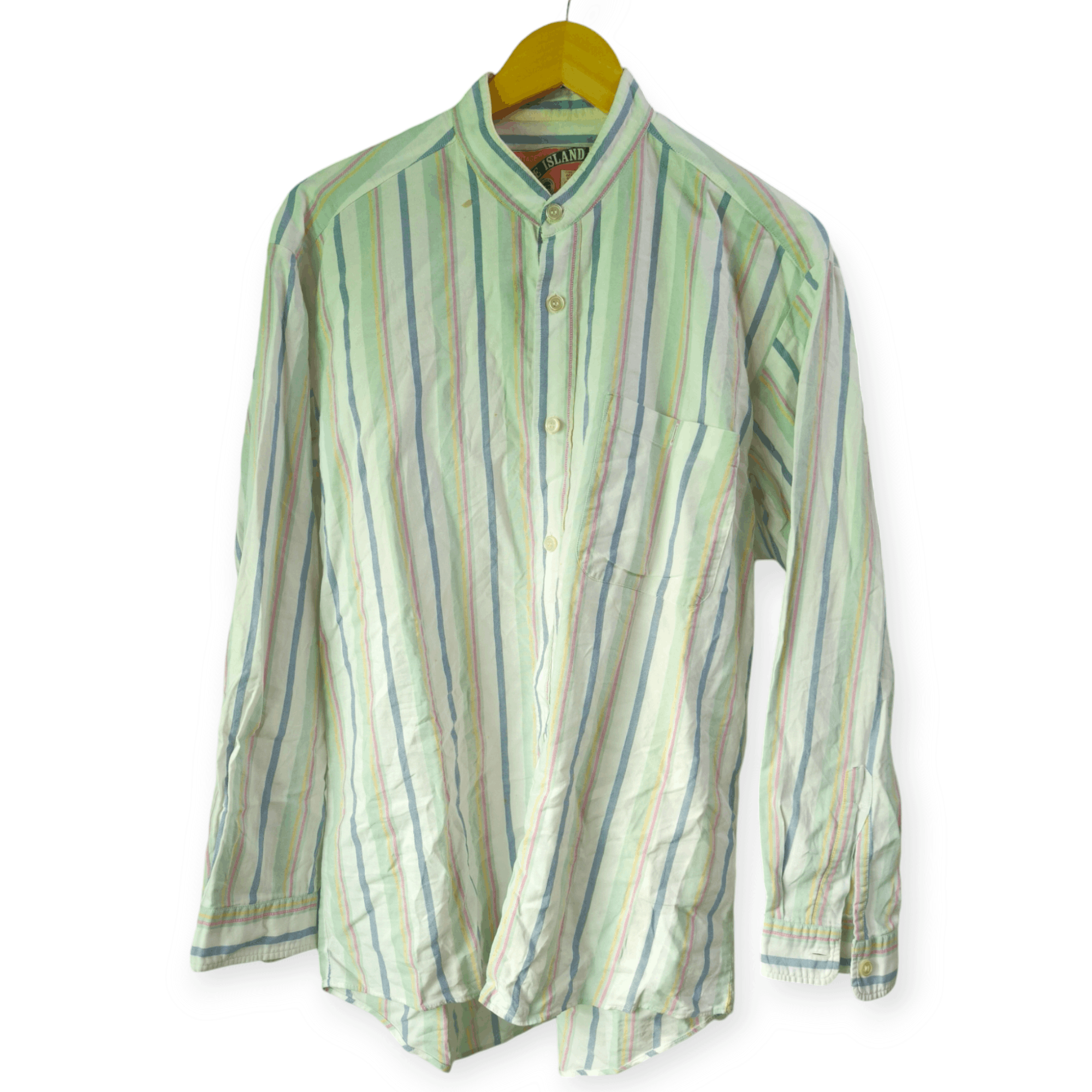 Vintage Vintage Work Stone Island Mandarin Collar Striped Size US L / EU 52-54 / 3 - 1 Thumbnail