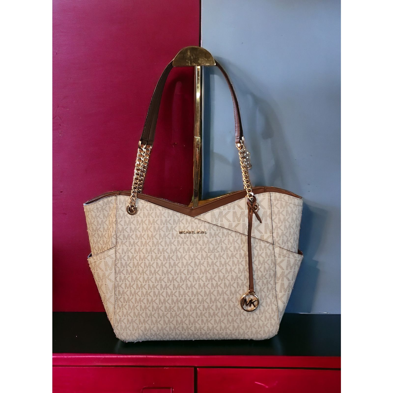 Michael Kors MICHAEL KORS Jet Set Large Logo Chain Strap Bag vanilla Size ONE SIZE - 2 Thumbnail