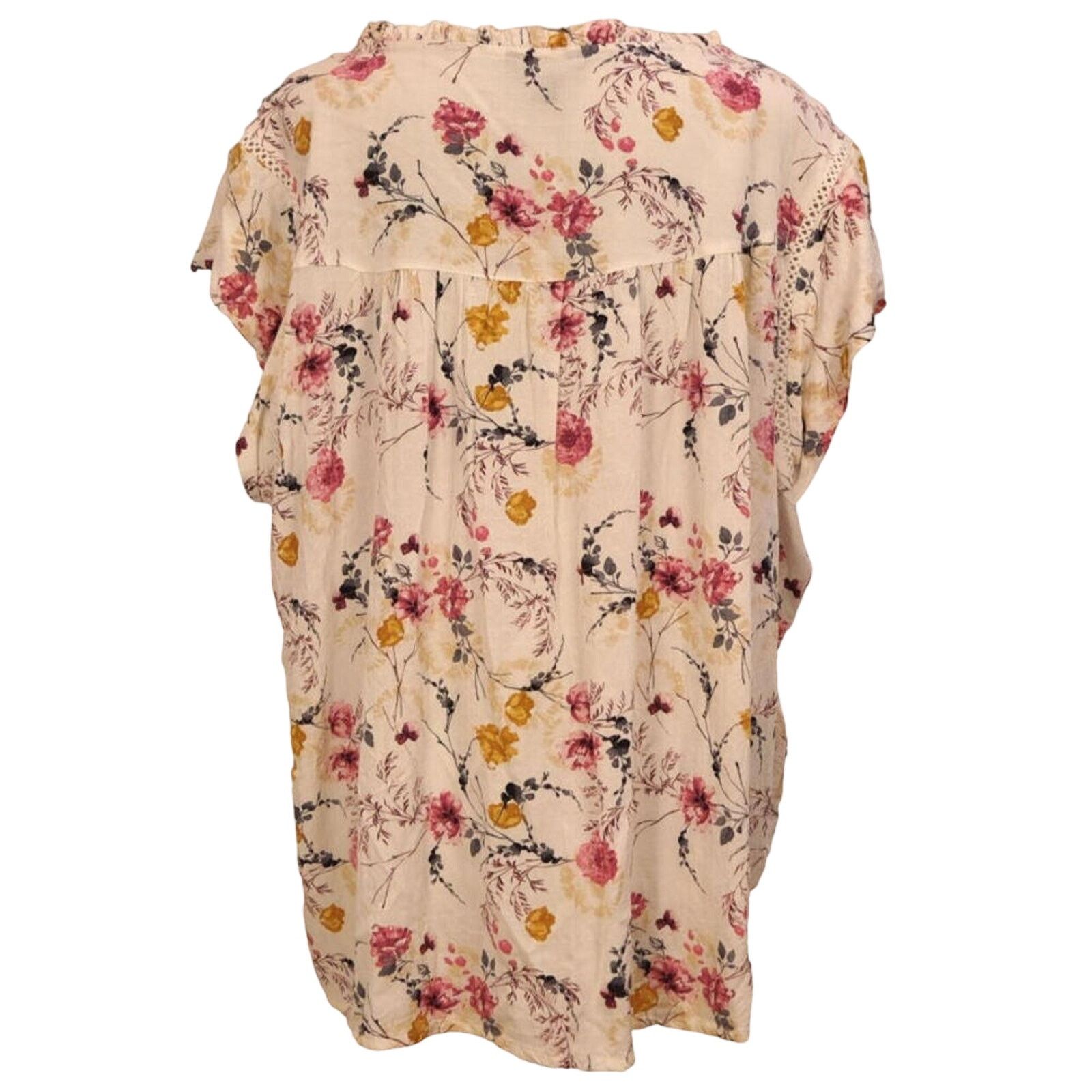 Buffalo David Bitton BUFFALO Size 2XL Blouse White Floral Shirt Tie Front Size XXL / US 16-18 / IT 52-54 - 7 Thumbnail