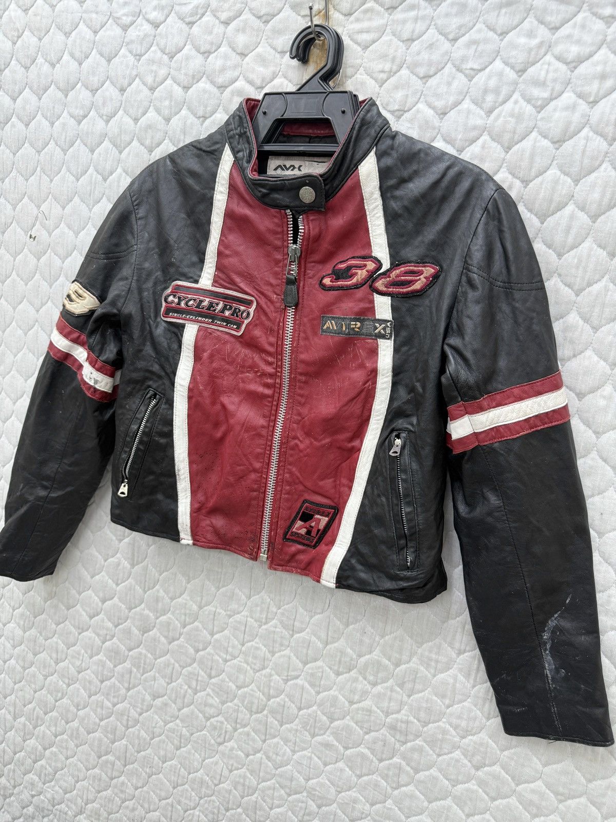 Avirex 🔥🔥🔥STEALS AVIREX VARSITY RACING LEATHER JACKET Size M / US 6-8 / IT 42-44 - 3 Thumbnail