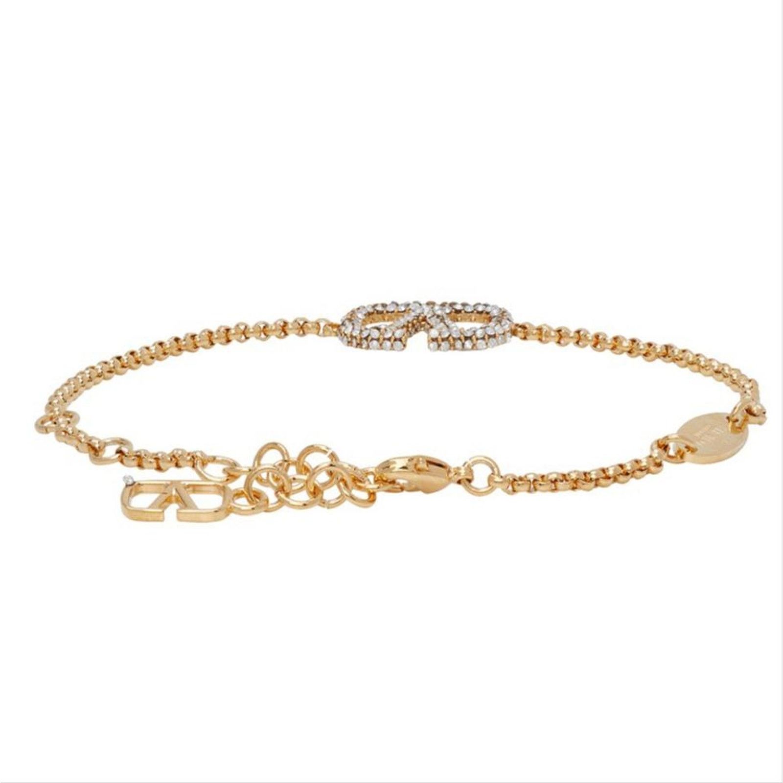 Valentino Valentino Garavani VLOGO Crystal Gold Tone Bracelet Size ONE SIZE - 3 Thumbnail