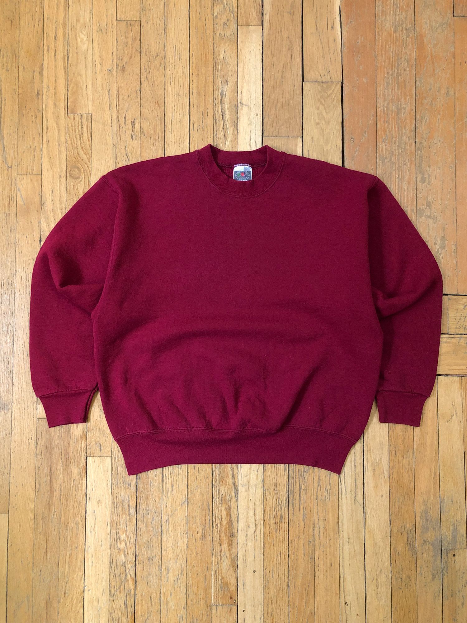 Fruit Of The Loom × Vintage 90s Boxy Maroon USA Made Sweatshirt Size US L / EU 52-54 / 3 - 1 Thumbnail